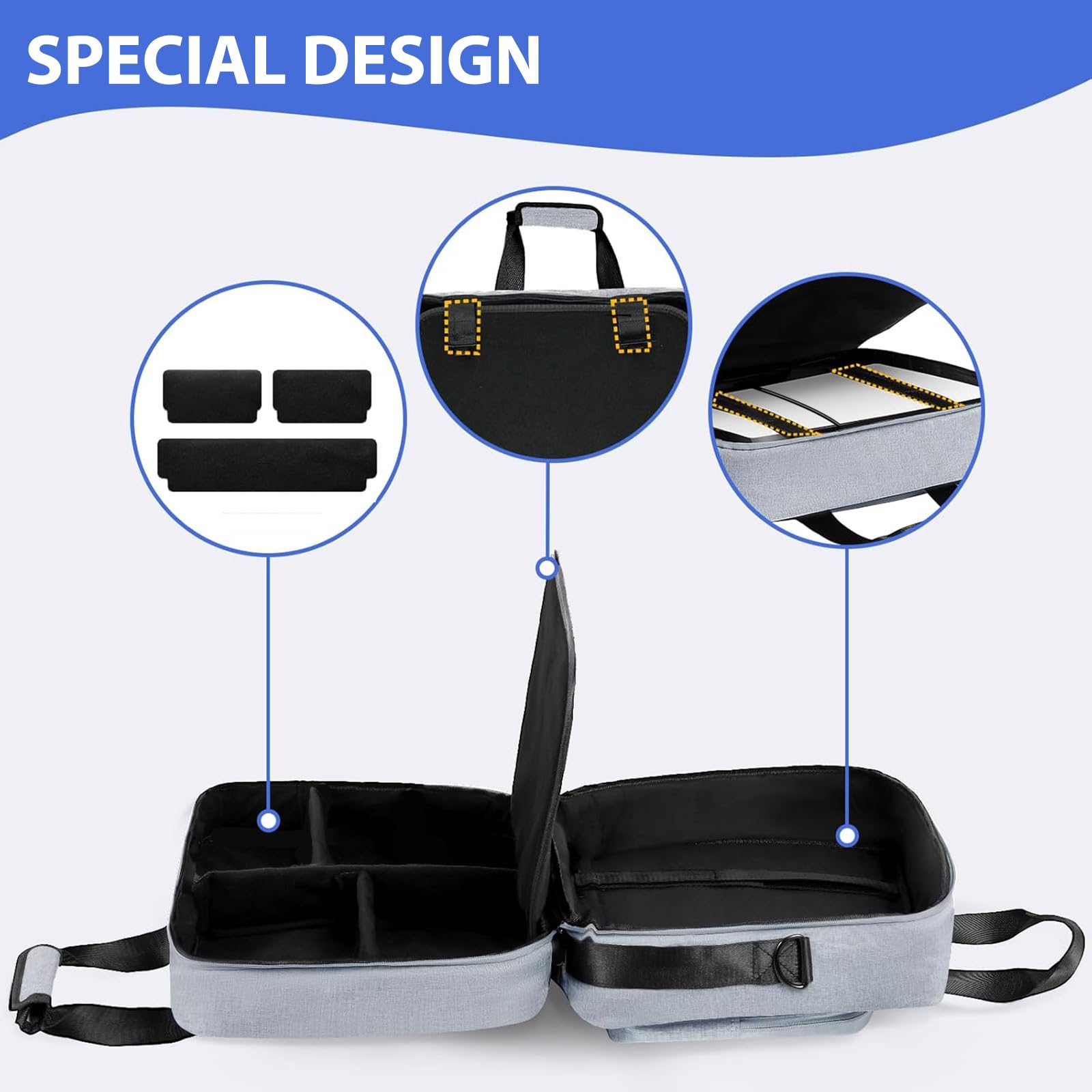 UUBOXS Funda de Transporte Compatible con PS5 Slim, Bolsa de Viaje Protectora para Consola Disk/Digital Edition, Almacenamiento para Accesorios y Mando - Gris