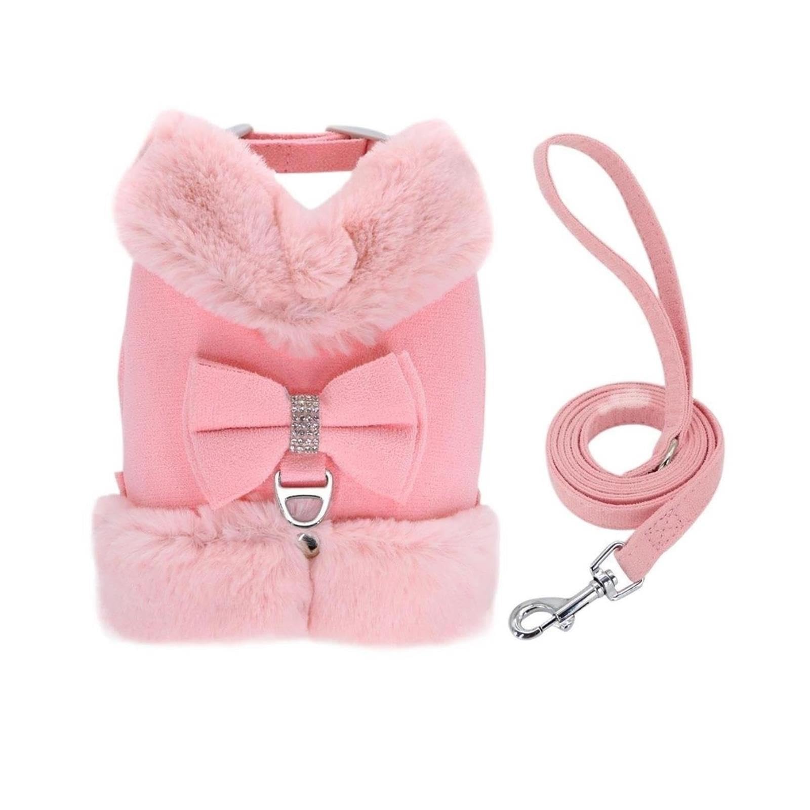 Compatible Für Gepolstertes Hundegeschirr Mit Leine & Fliege(Pink,XS)