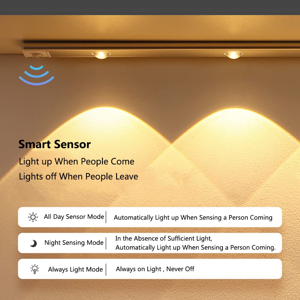 Barra Luminosa a LED sottopensile, Lampada da Parete a LED dimmerabile Ricaricabile Senza Fili da 40 cm con sensore di Movimento, Barra Luminosa a LED sottopensile