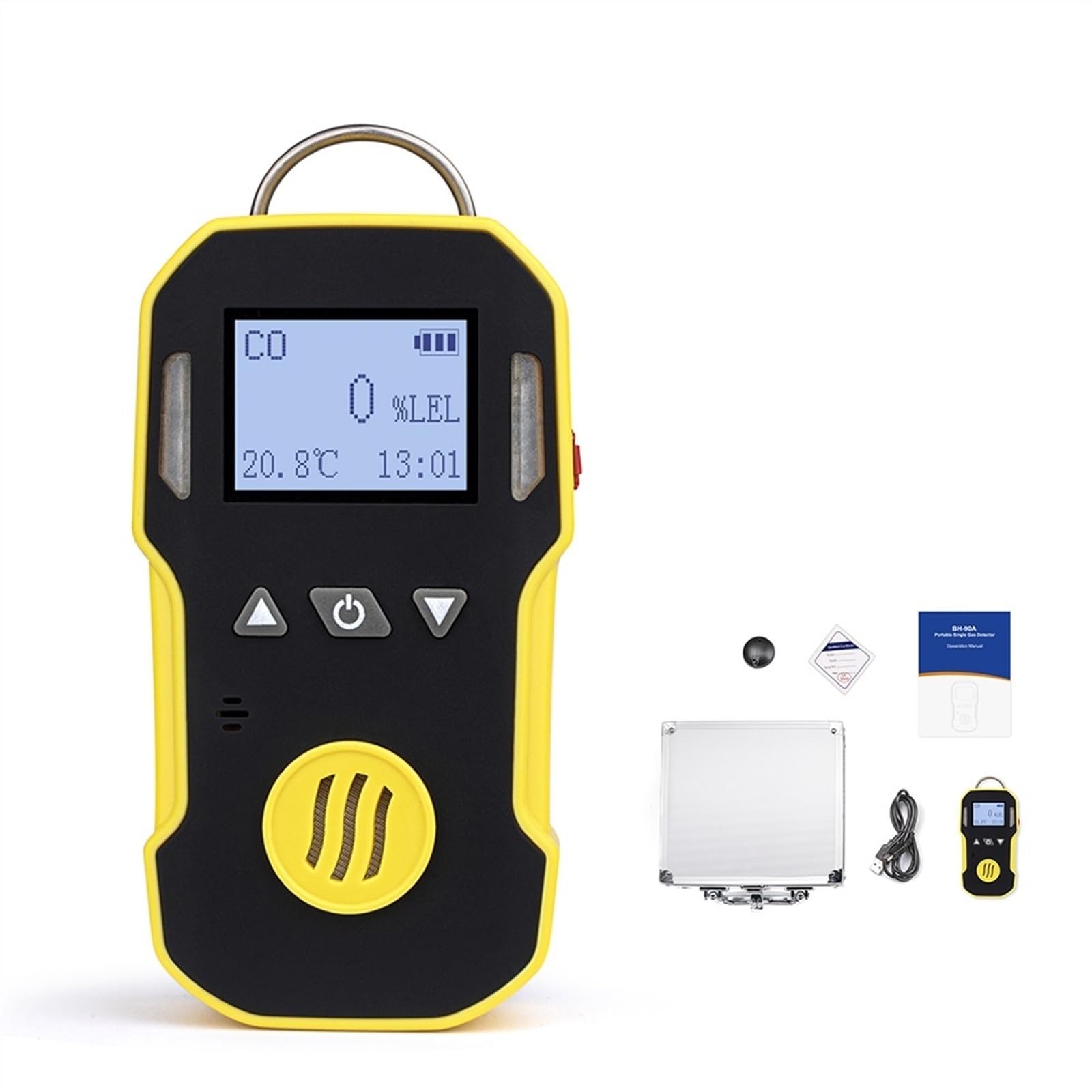 Detector de Gases, Detector de Gas CO portátil la Industria monóxido Carbono medidor Agua, Polvo a Prueba explosiones USB chargea 0-1000ppm