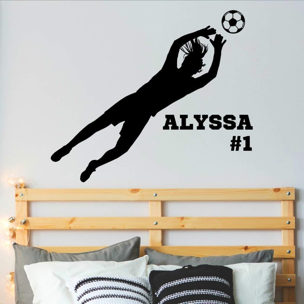 Personalized Girls Soccer Goalie Wall Decal, Girl Soccer Room Decor, Over 30 Colors & Several Sizes
