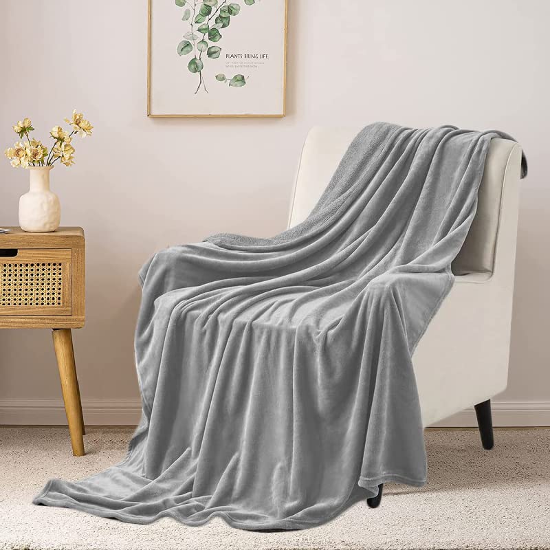 Mehar Bedding - Faux Fur Mink Sofa Bed Throw, Super Soft Fleece Blanket Silk Touch, Luxury, Soft, Warm, Cosy, Faux Fur Mink Throws (Silver, King 200 x 240 cm)