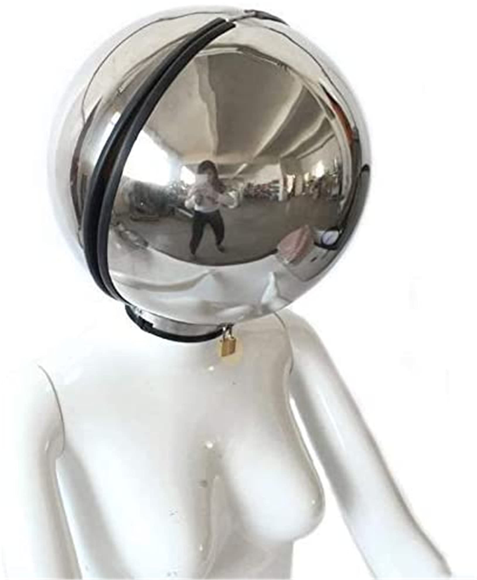 Métal Bondage BDSM Ball Casque Menottes Retenue Multi Couleurs Couverture Complète Tête Capot Poignets Restrictions Sex Toys for Hommes Femme(Pink Rosa,Male)