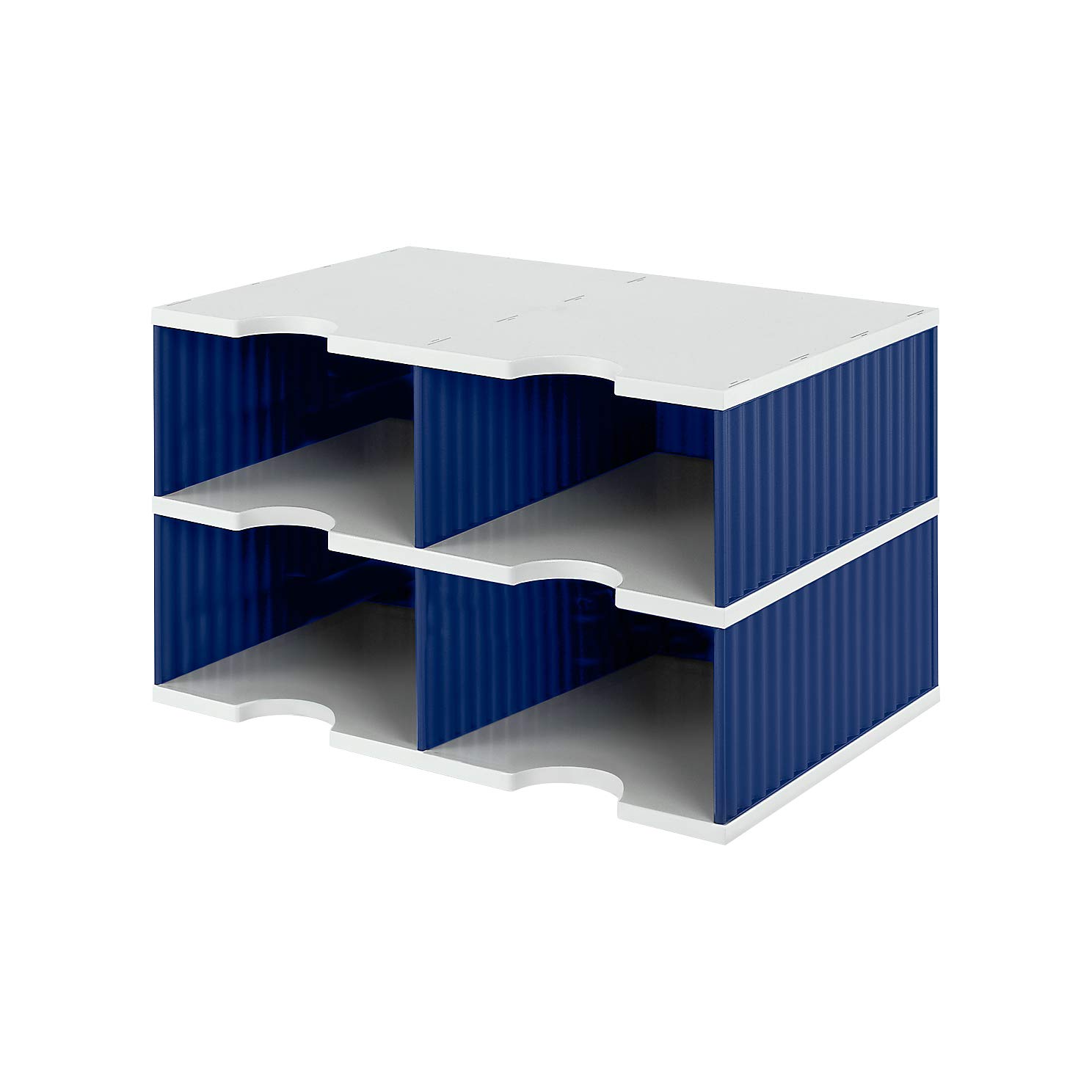 Styro 268022238 - Vaschetta portadocumenti Duo per sistema di archiviazione styrodoc® Jumbo, 4 scomparti, 485 x 331 x 293 mm, grigio/blu