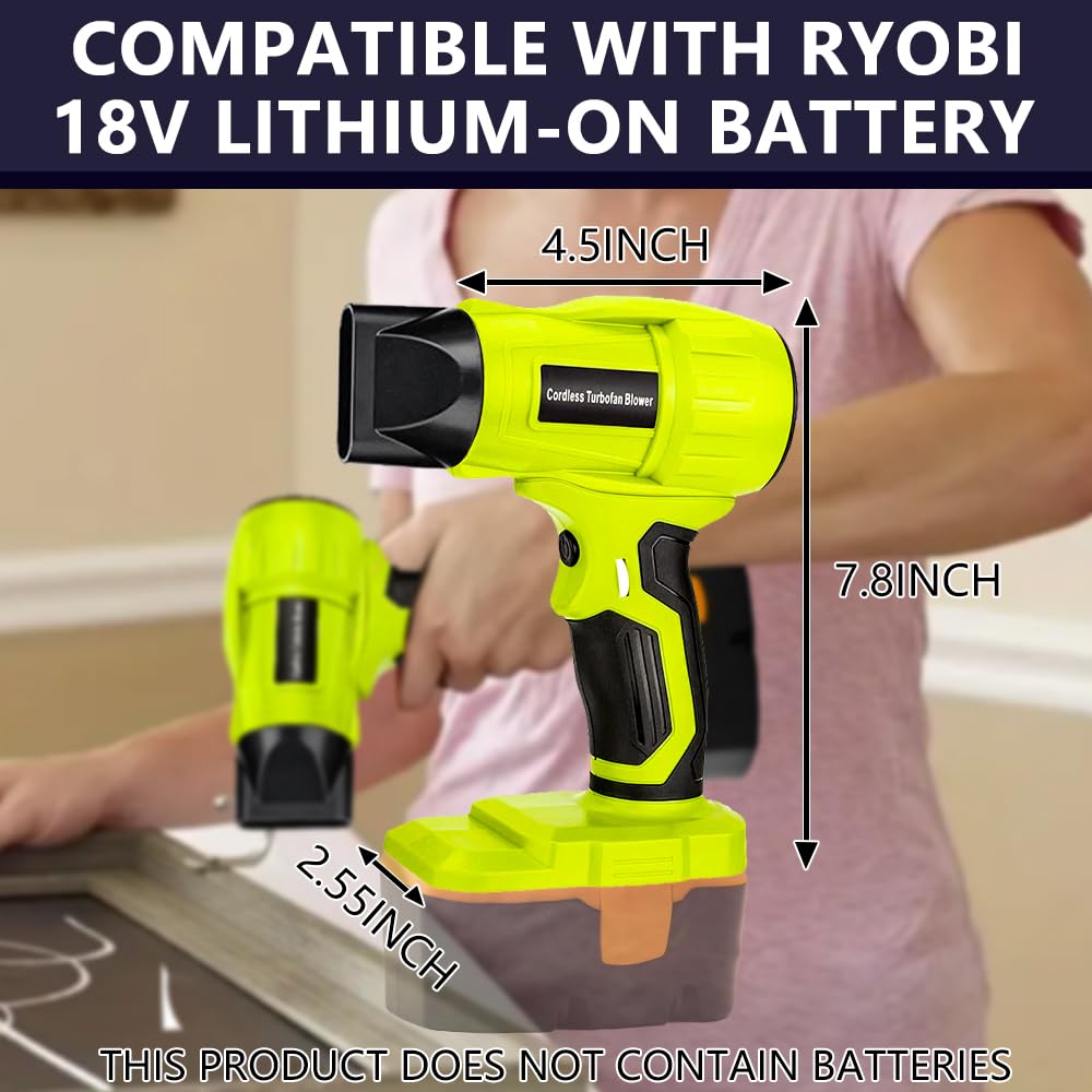 JANRI Ryobi Mini dépoussiéreur sans fil avec piles au lithium 18 V, moteur haute vitesse 96 000 tr/min, compact et léger pour appareils électroniques, claviers, voitures, outils et nettoyage de la