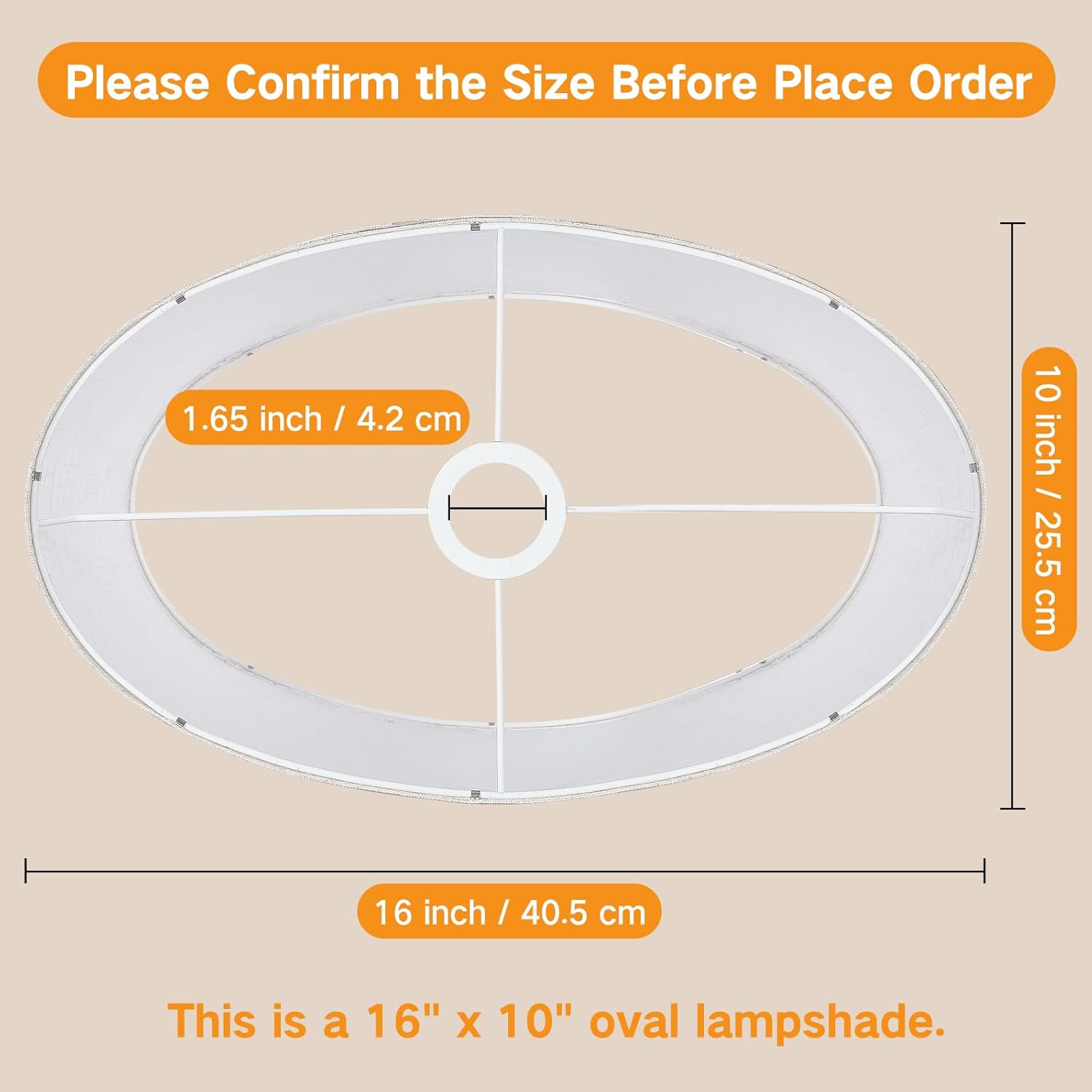 OUTON Beige Large Drum Oval Lamp Shades for Floor Lamps, 16" Top x 16" Bottom x 9.75" High, Easy to Assemble, Replacement Linen Lampshades for Table Lamps & Bedside Lamps, Beige (1.65" Spider)