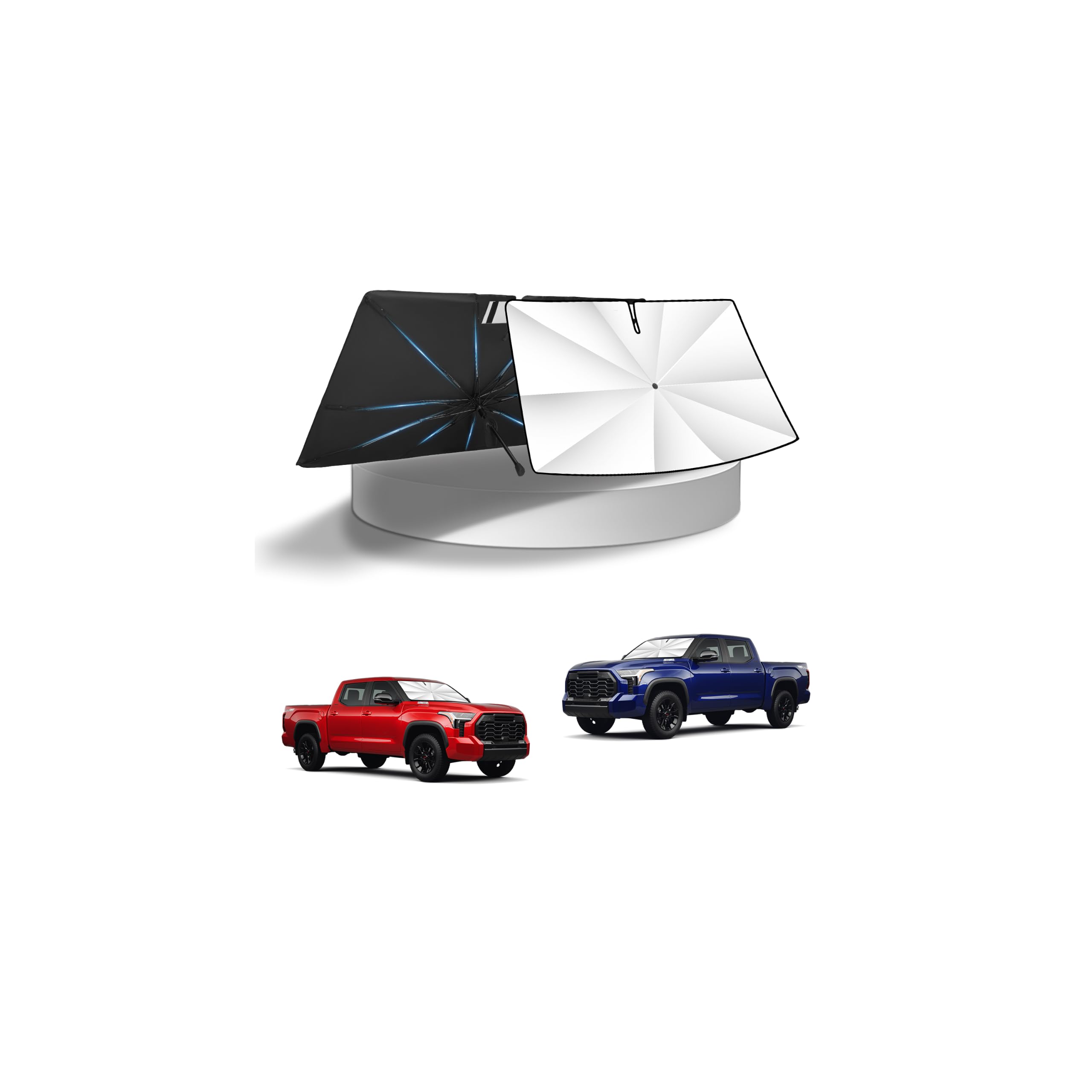 KUST Windshield Sun Shade Umbrella for Toyota Sienna 2021-2025 2026 | Custom Fit Windshield Sunshade | Foldable Sunshade with Bendable Handle | Blocks Heat &amp; UV Rays Keep Car Cool Sunshield