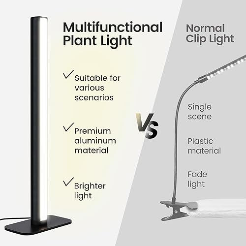 Miniatura 3 de MistyJungle Luz de cultivo para plantas de interior, 4 modos de montaje de espectro completo, tubo de brillo regulable, lámpara LED de cultivo de