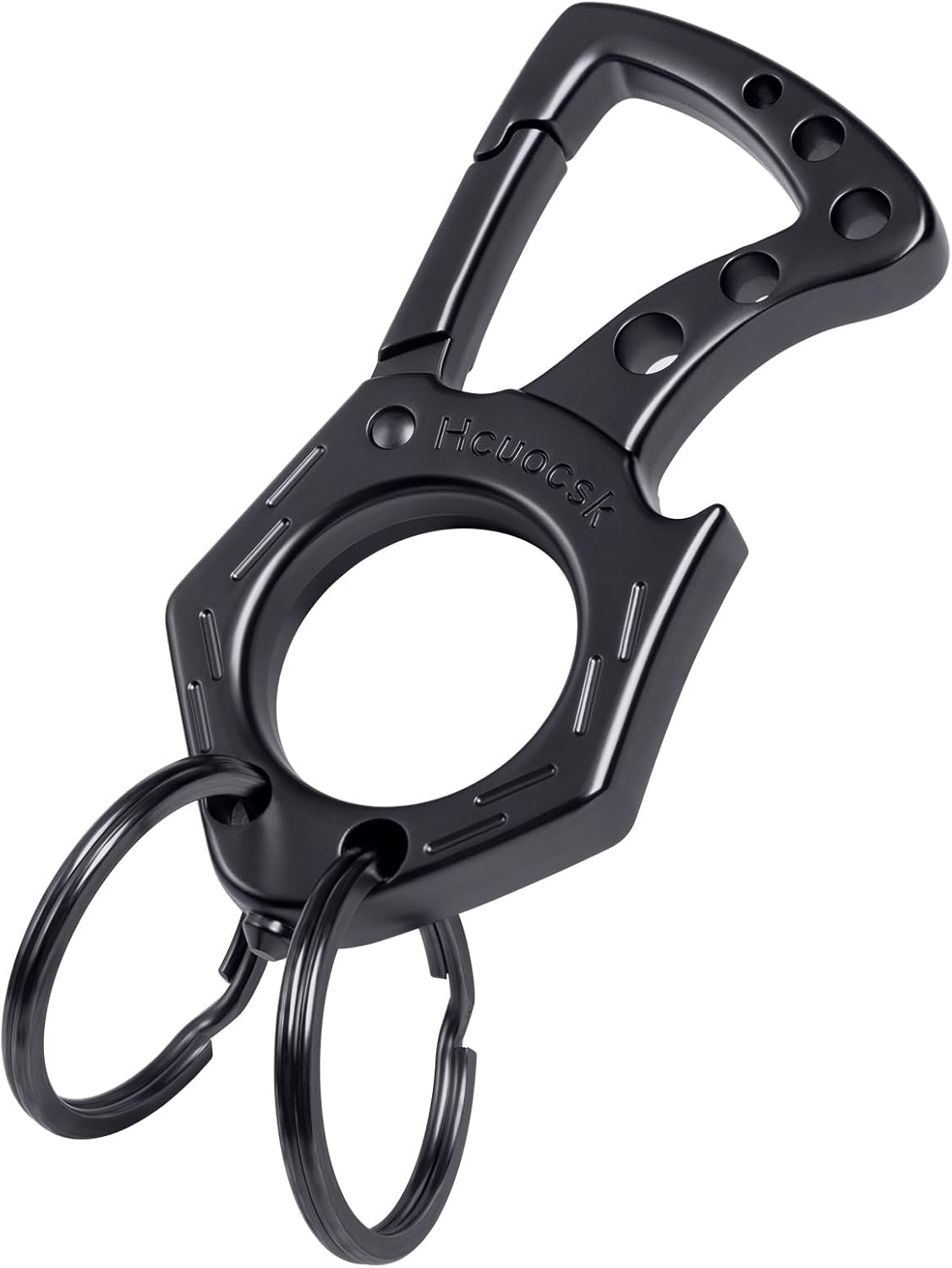 Heavy Duty Key chain Car Key rings Accessories, Carabiner Clip Keychain Bottle Opener, Outdoor Keys Holder for Men and Women (Black+Grey)