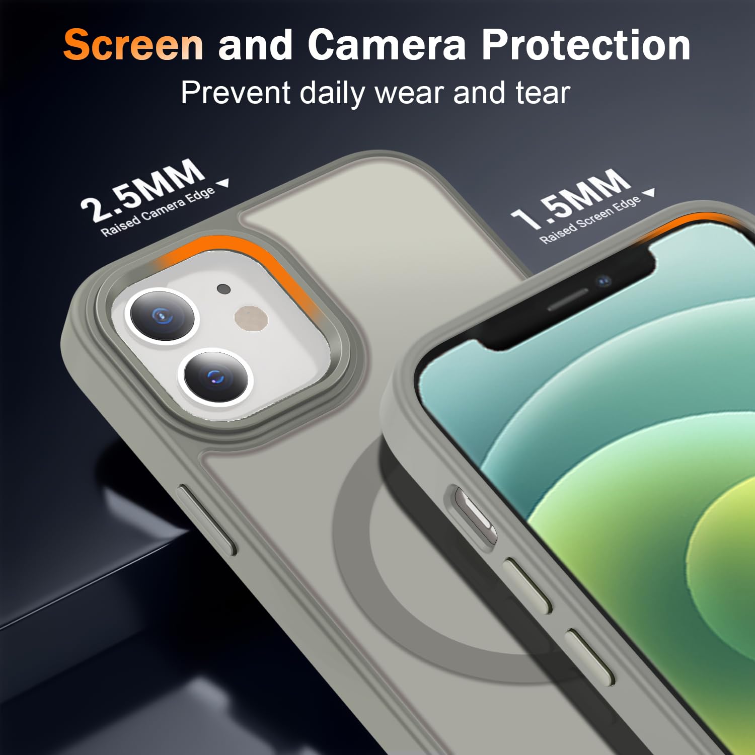 WRJ Etui na iPhone'a 12 / iPhone'a 12 Pro, magnetyczna, półprzezroczysta, matowa tylna obudowa, [kompatybilne z Magsafe] [z osłoną ekranu] odporne na odciski palców, odporne na wstrząsy, ochronne etui