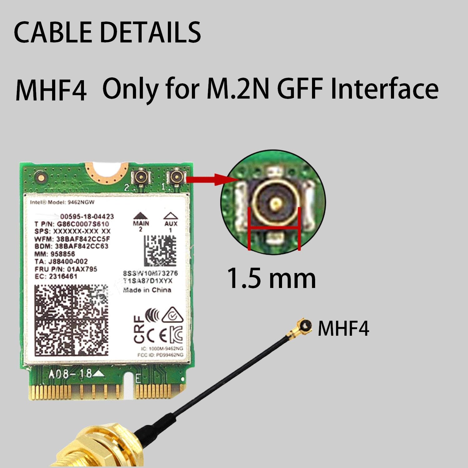 2 Antenne WiFi RP-SMA 8dBi, Dual Band 2,4/5/5,8GHz con Cavo MHF4 – Compatibili con Schede di Rete M.2 NGFF, e Adattatori WiFi