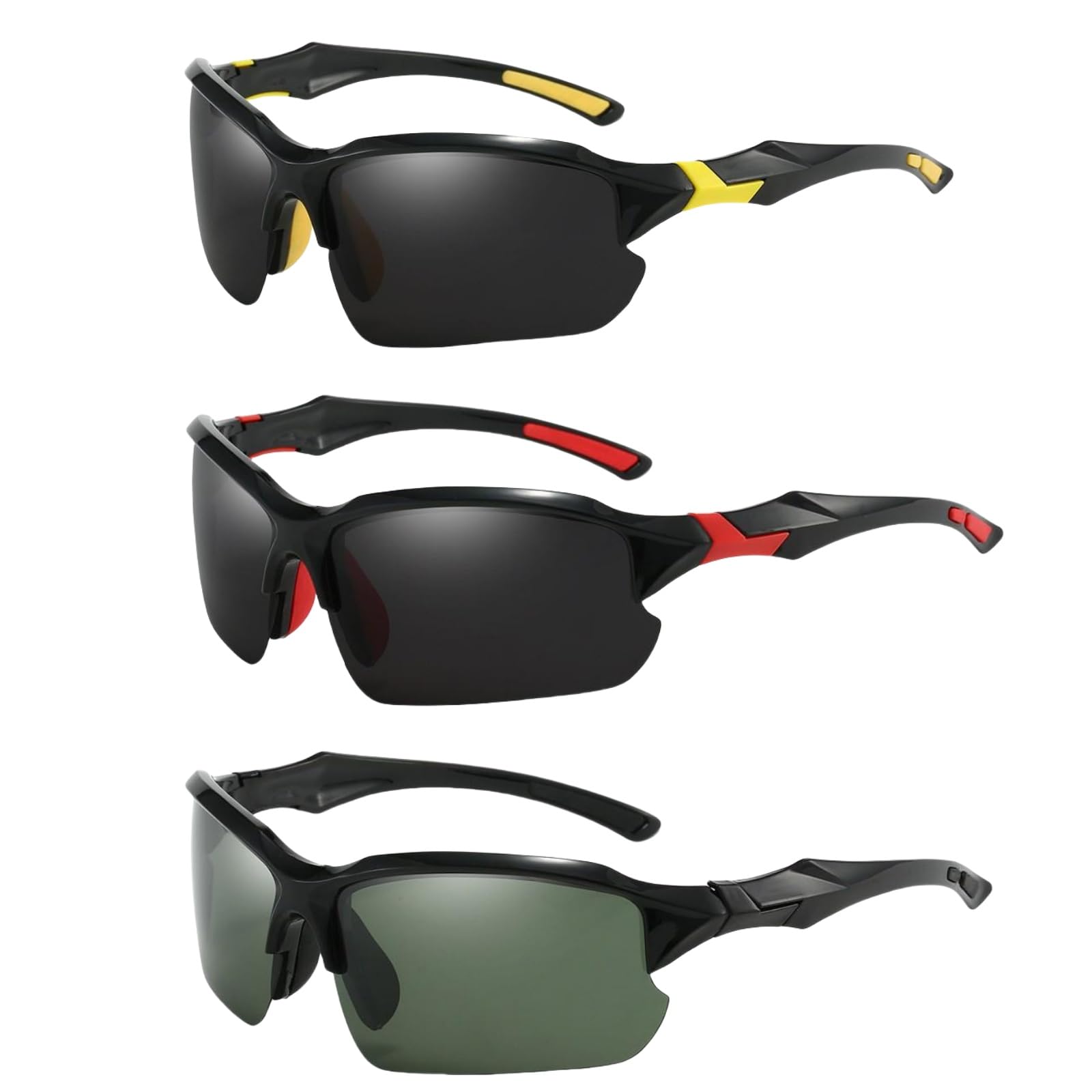 Karsaer 3 Pack Polarized Sports Cycling Sunglasses for Men Stylish Mens Gasses Cricket Goggles E1344-image-23