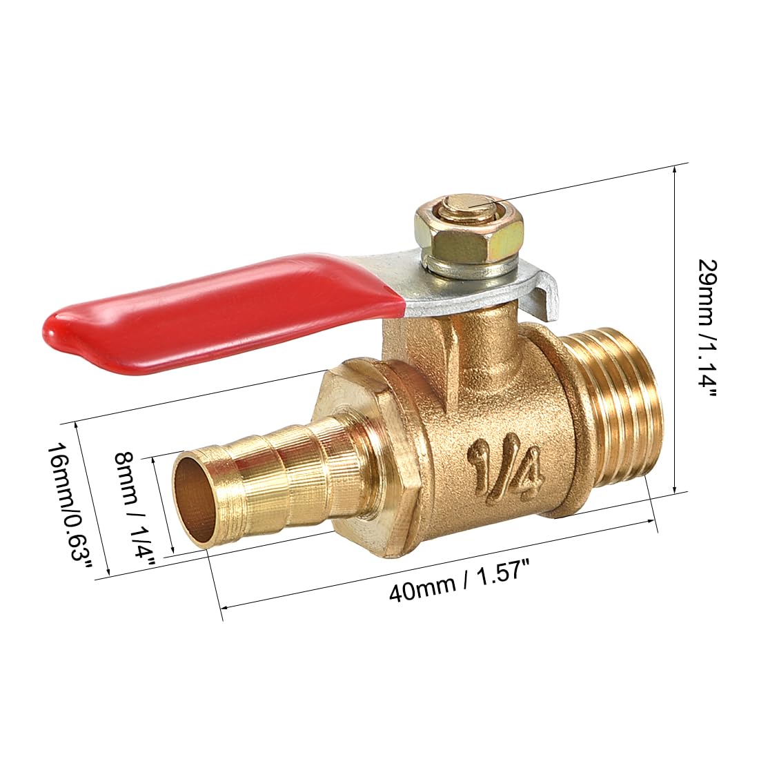 sourcing map 4 szt. mosiężny zawór kulowy wyłącznik 1/4" NPT gwint zewnętrzny do króćca węża 5/16"