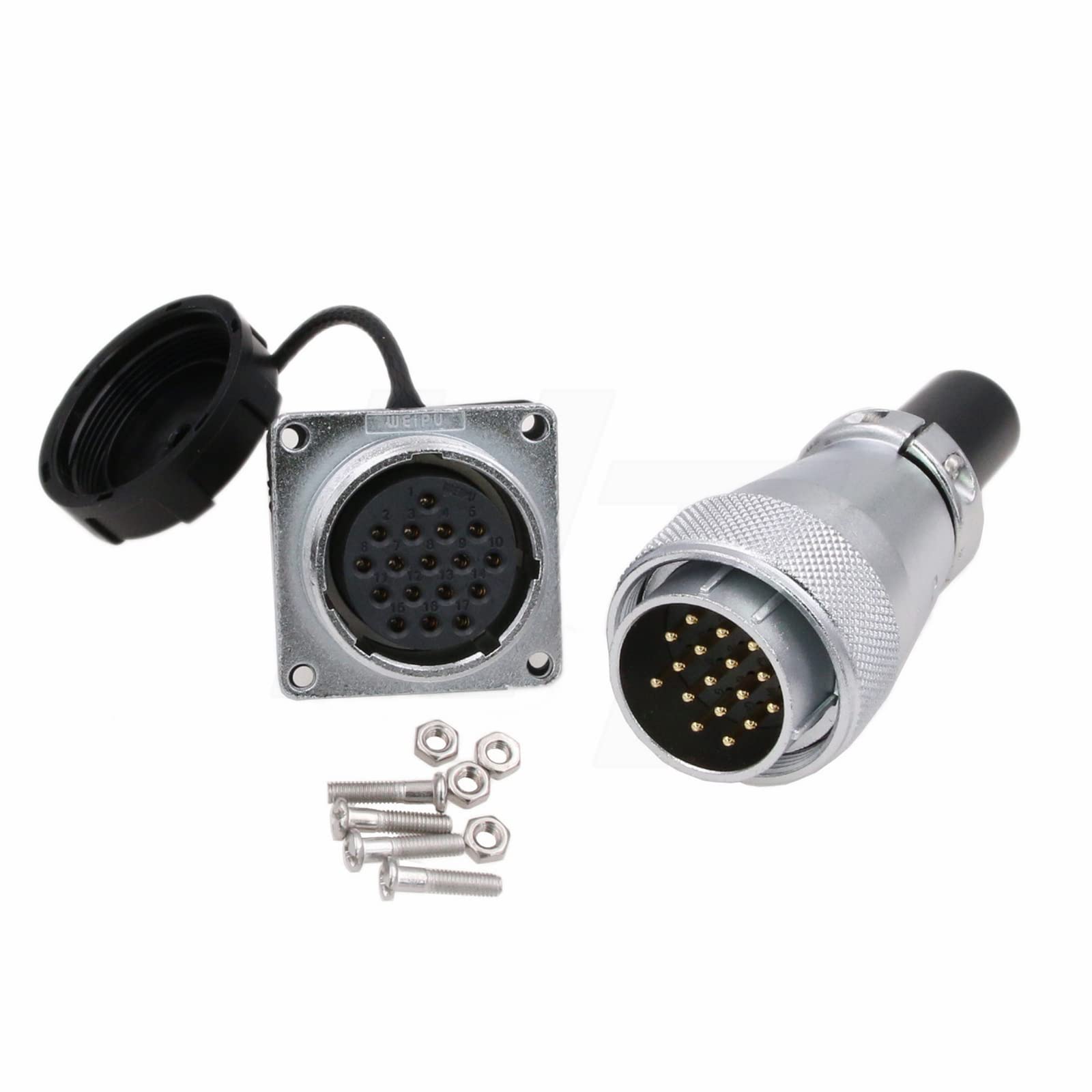 HangTon WS28 17 Pin 10A Male Plug Female Socket Aviation Circular Power Connector Bulkhead Solder Outdoor Automotive Solar
