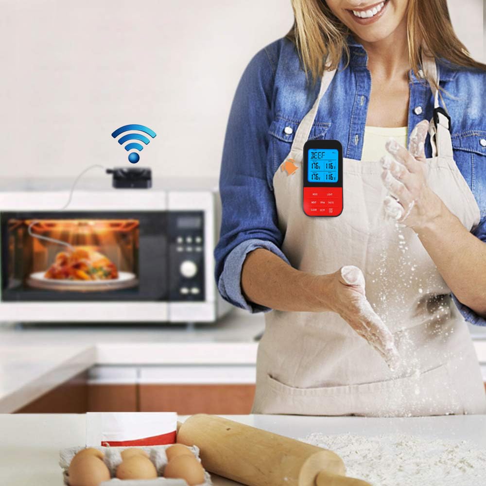 Termómetro Digital de Doble sonda, medidor de Temperatura programable inalámbrico, termómetro de Parrilla de Barbacoa para cocinar a Prueba de Agua, Termometro Barbacoa para Horno Carne Comida