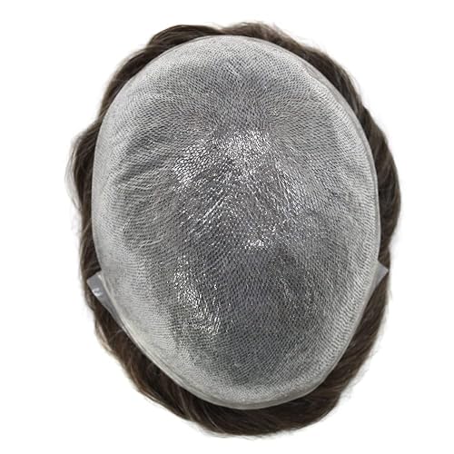 Miniatura 6 de Pieza de pelo para hombre, tupé de piel ultrafina para hombres, cabello humano con bucle en V para hombres, postizo para hombres, sistema de cabello