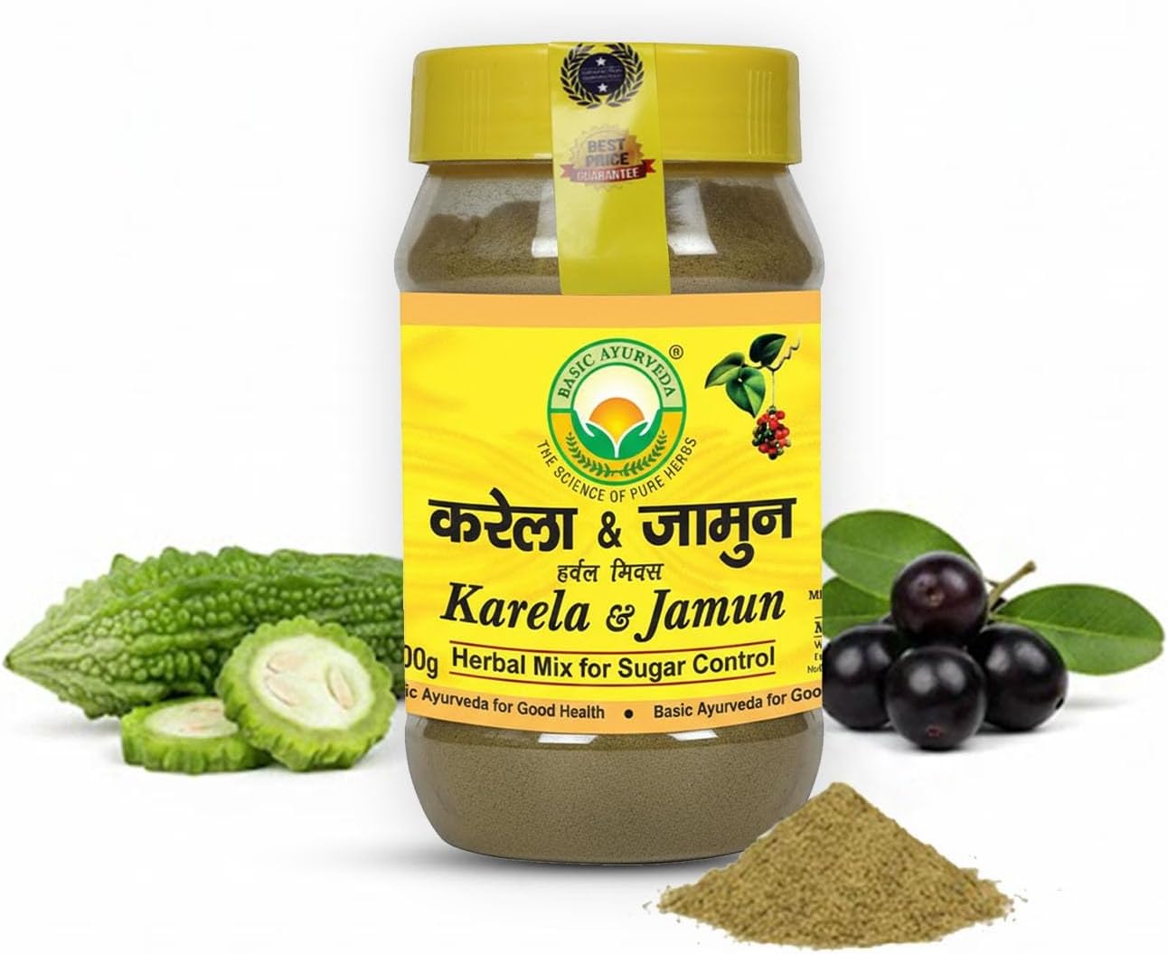 Basic Ayurveda Karela & Jamun Powder 200g (Pack of 2) | Herbal Ayurvedic Blend | Helps Maintain Healthy Blood Sugar Levels | Supports Digestion, Metabolism & Diabetic Care