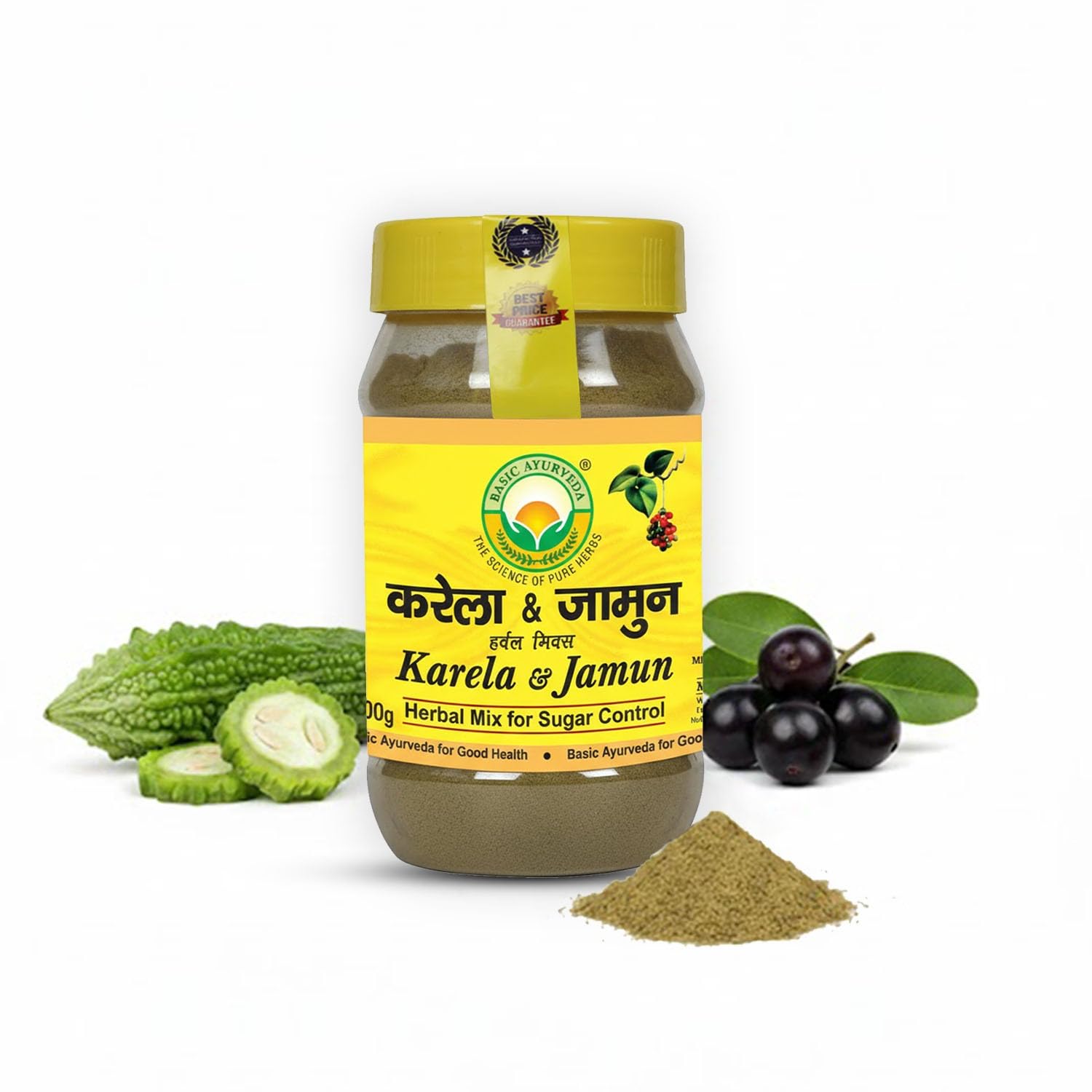 Basic Ayurveda Karela & Jamun Powder 200g (Pack of 2) | Herbal Ayurvedic Blend | Helps Maintain Healthy Blood Sugar Levels | Supports Digestion, Metabolism & Diabetic Care