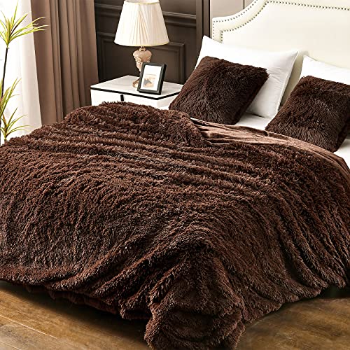 YUSOKI Twin Size Faux Fur Throw Blanket(Brown,60" x 80"),Whithout Pillows,Winter Lightweight Plush Fuzzy Soft Cozy Microfiber Comfy Bed Blanket for Women Kids Girls Couch Sofa Washable