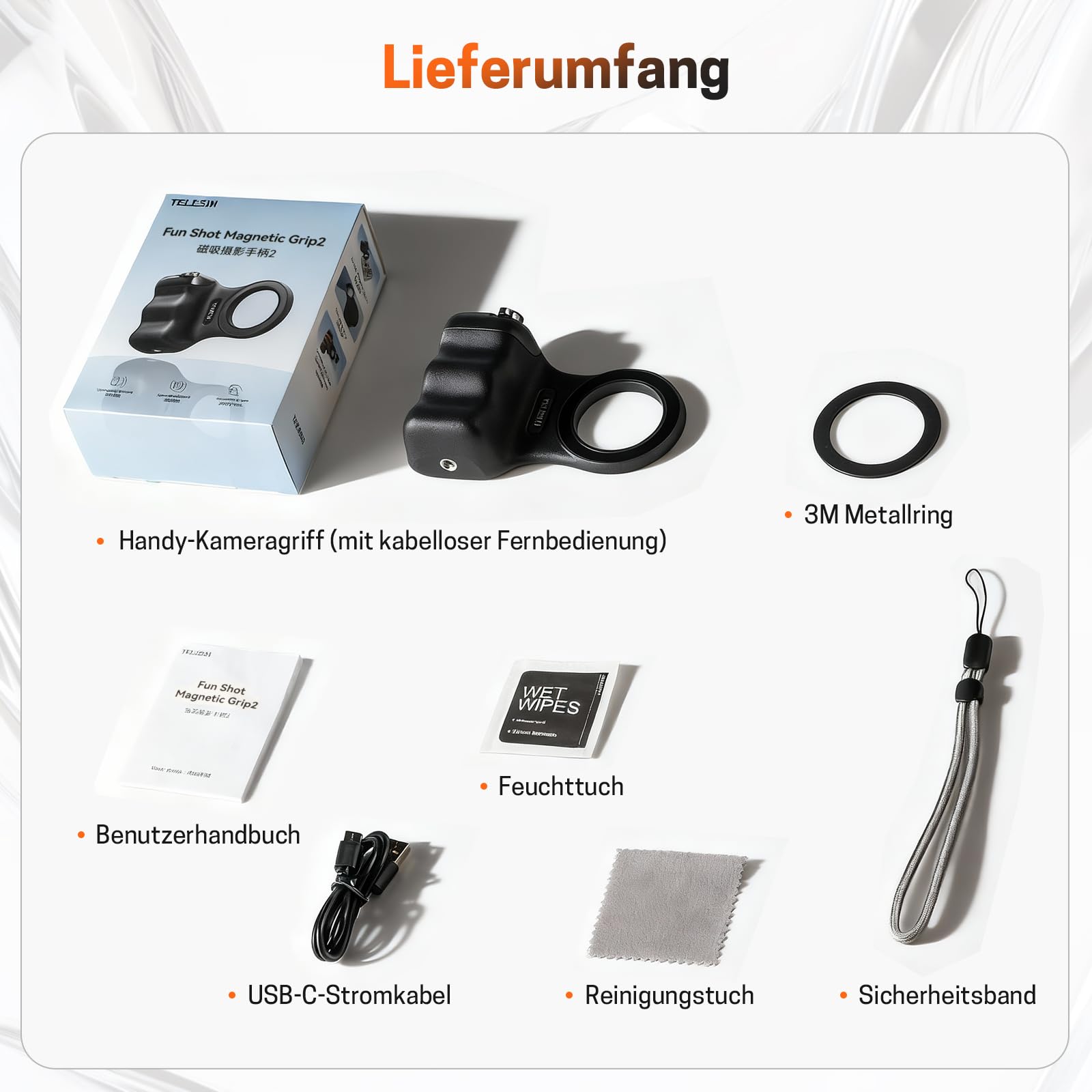 Jeebel Smartphone Handle Grip, Magnetische Handgriff mit Abnehmbarer Bluetooth-Fernbedienung & 1/4"-Gewinde für Selfies VLOG Videoaufnahme, Universelle iPhone Android Telefone Handhalterung