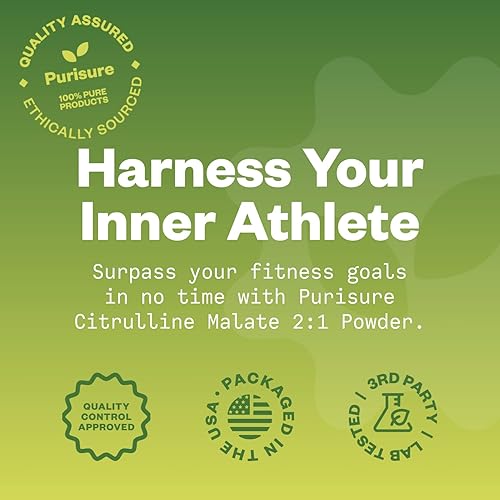 Miniatura 5 de Purisure L Citrulina Malate 21 en polvo, 2.2 lbs, suplemento y nitrato para un rendimiento de fuerza y energía, suplemento de L-arginina L citrulina