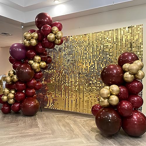 Image of Voircoloria 110pcs Burgundy Balloons 12inch Maroon Latex Party Balloons for Graduation, Thanksgiving Day, Autumn Fall Theme Party, Wedding, Birthday, Valentines, Baby Shower Decorations