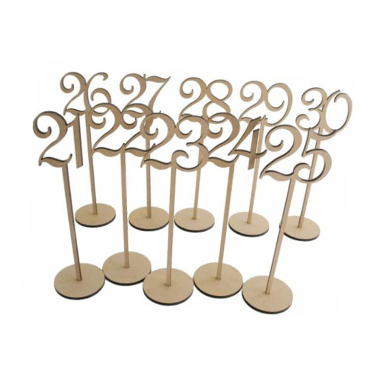 FUNOMOCYA Table Holders for Numbers 21-30 Wooden Base with Simple Seating Assignments