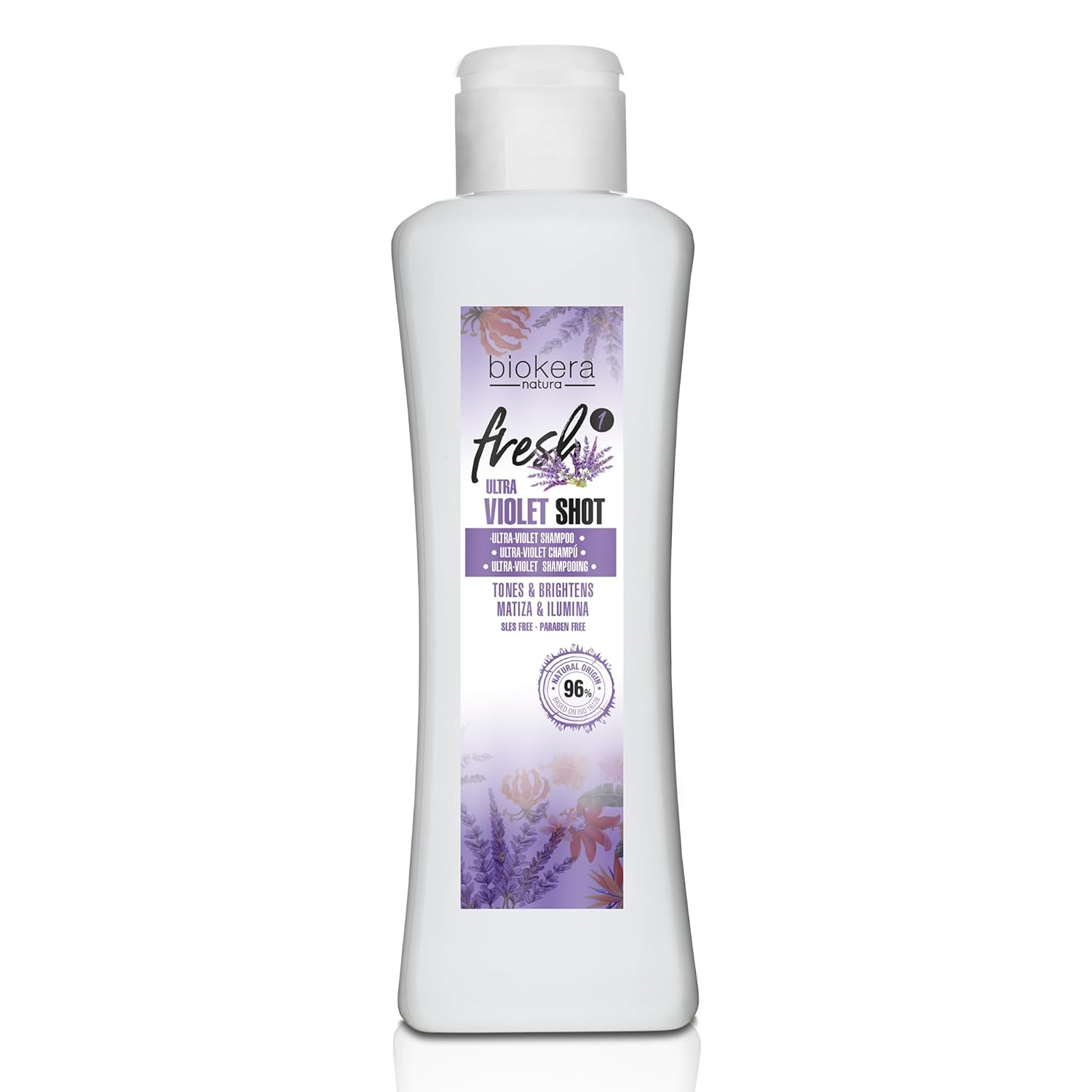 SALERM - Purple Shampoo - Biokera Fresh Ultra-Violet Shot Shampoo - 300 ml - For Blonde, Gray, Highlighted, or Bleached Hair - Helps Neutralize Yellow Tones - Enhances Shine