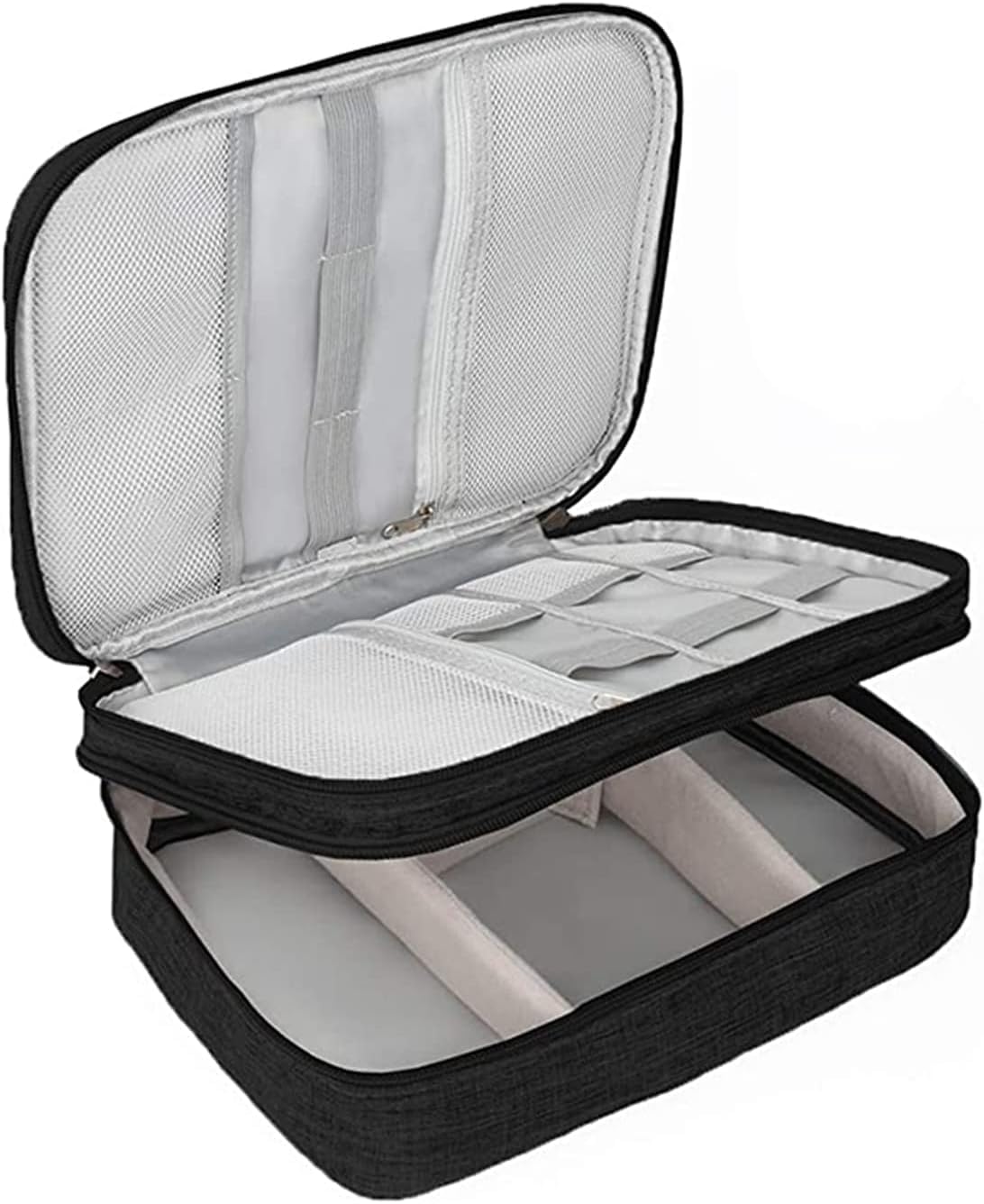 Borsa Organizer Per Cavi Elettronici - Impermeabile, In Tessuto Oxford Nero (23,5x13x7 Cm) - Porta Power Bank, HD, Cavi E Spine