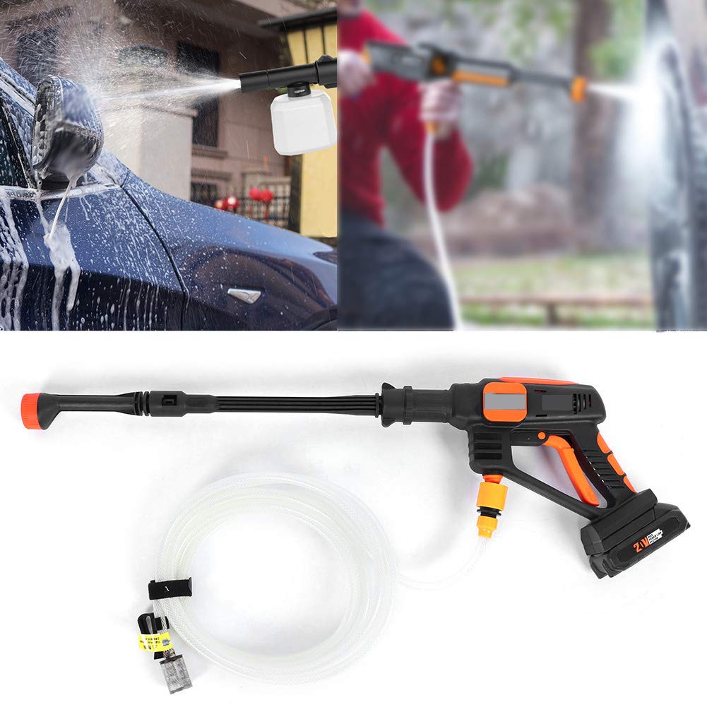 Idropulitrice Auto Portatile, Lavatrice a Pressione 20 V con Batteria LiPo e Pistola ad Acqua, Pulitore Cordless per Lavaggio Veicolo, Casa, Cortile e Superfici Esterne