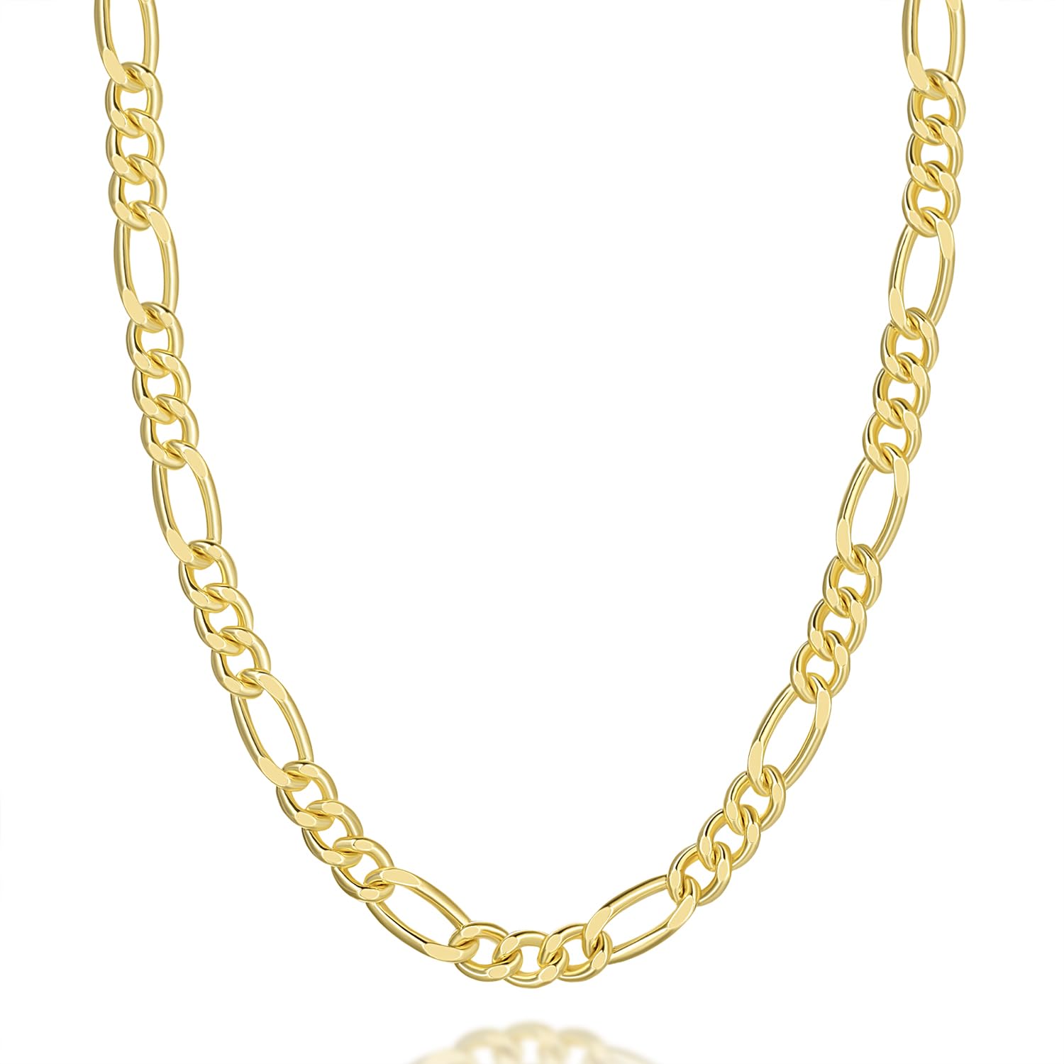 Necklaces 14K Gold Necklace Non Tarnish 7mm Figaro