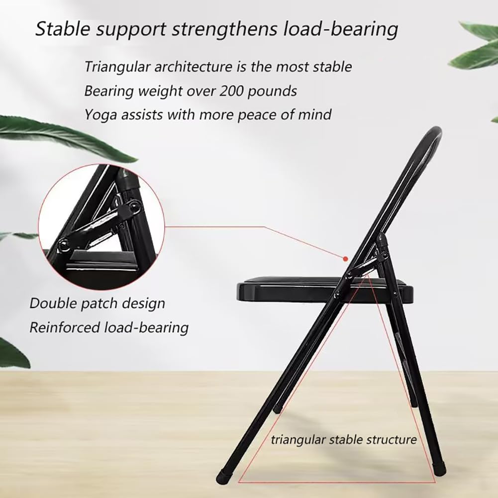 Sedia da Yoga Iyengar Sedia da Yoga Senza Schienale Sedia da Pilates Sedia per Inversione Yoga Tessuto PU Pieghevole Balance Training,Black