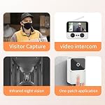 Video Doorbell Camera Wireless No Subscription with 4 3 inch IPS Screen High Definition Night Vision Two Way Audio Auto Photo Recording Drill Mount Rechargeable Chime for Home
