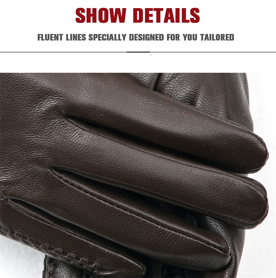 Guantes de cuero para mujer con forro polar cálido, guantes de conducción de cuero a prueba de viento para exteriores Lake Blue 7