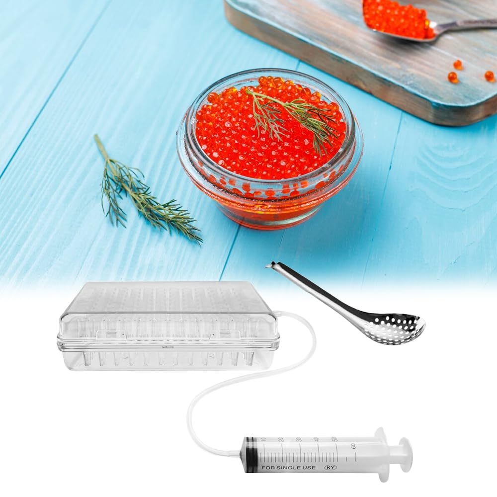 Kaviar-Maker-Set, kugelförmiger Kaviar-Spender, Sphärifikations-Tropfer, Rogensaucen-Spender, Sieb-Werkzeuge mit Löffel und Spritze