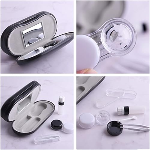Miniatura 7 de Estuche para lentes de contacto 2 en 1 con espejo, estuche portátil de doble cara para lentes - Pinzas y aplicador incluidos, perfecto para viajes