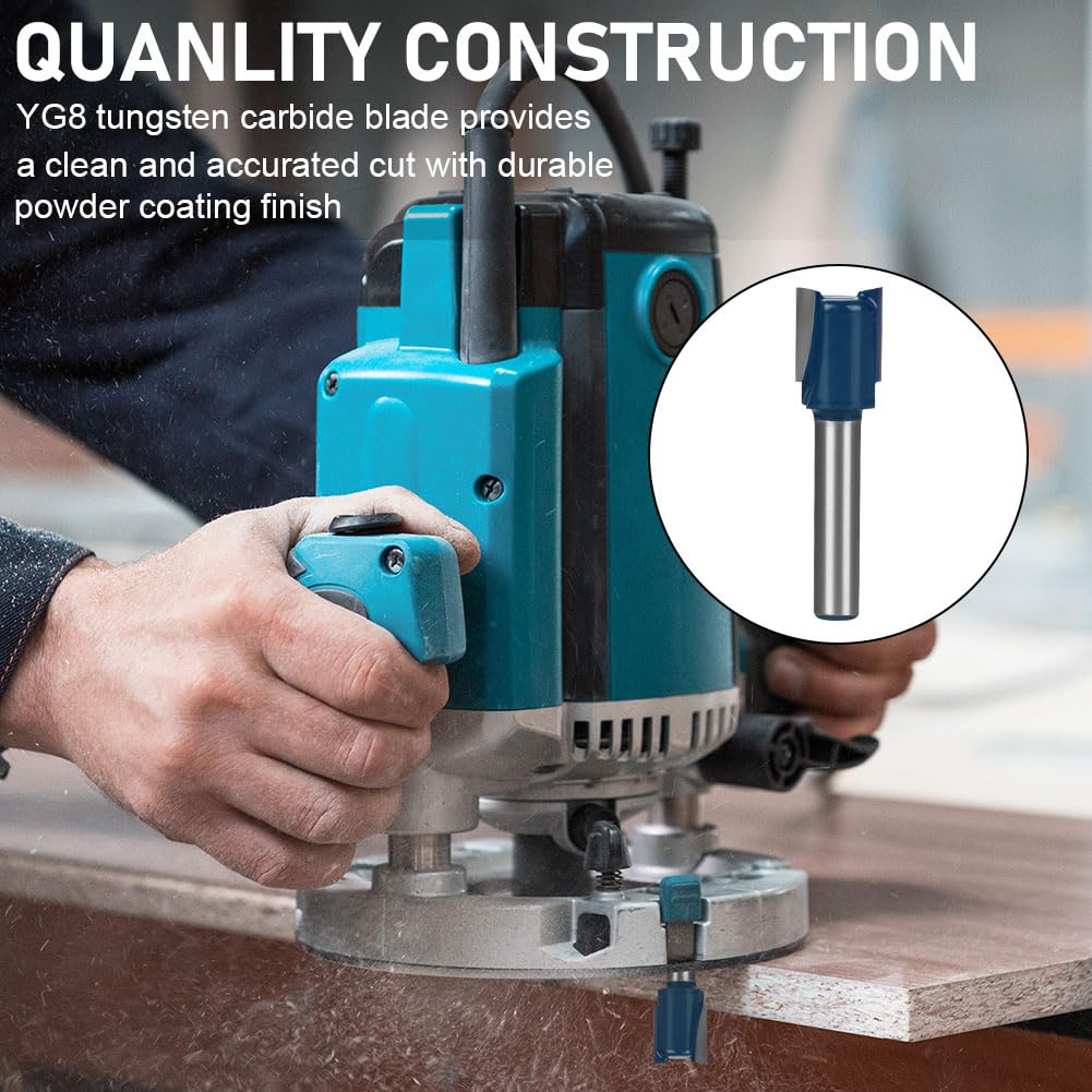 flintronic Fraises Defonceuse 6.35mm, Coffret de 15 Fraises Tige de 6.35mm 1/4", Coupe-outils pour Travail Bois à Pointe en Carbure de Tungstène, Tige Forets en Acier Forgé