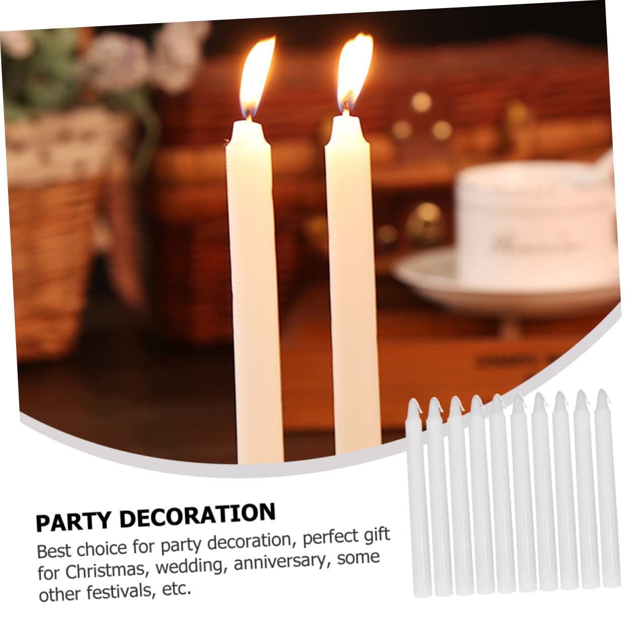 HOOTNEE 10pcs White Candle Taper Candles Unscented Candles Candle Decorations Small Candles in Bulk Candles Decor Bulk Candles Wax Candles Candle Color Candles Bulk Paraffin Spa Wedding