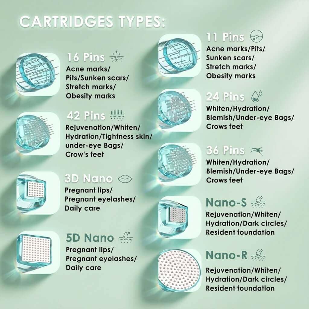 Dr. Pen - Cartucce di ricambio A6S, 15 pezzi, 11 pin, per contatto con superfici bilanciate e cura cosmetica quotidiana, uso viso e corpo a casa o in salone di bellezza, sterili monouso, compatibili