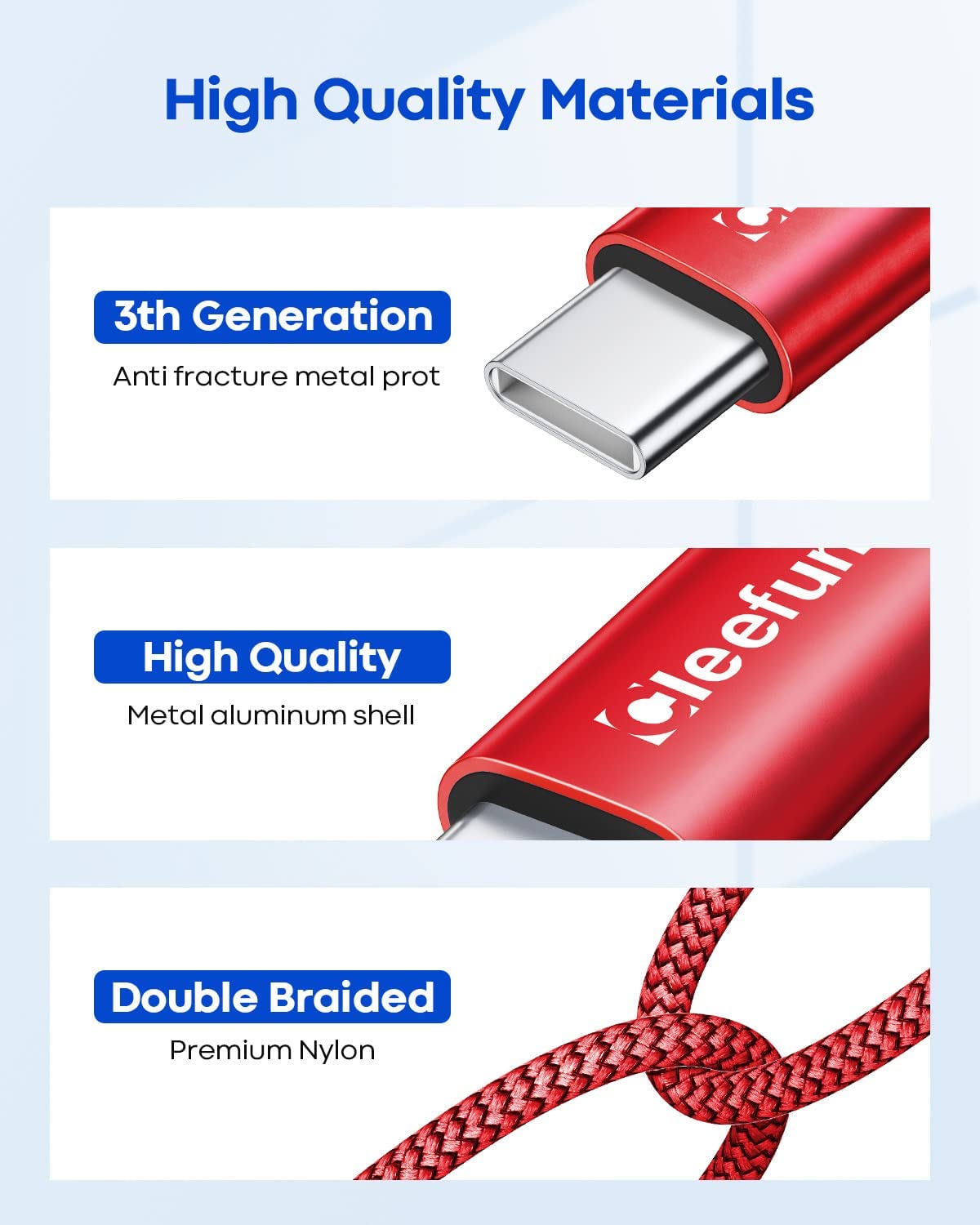 CLEEFUN Cavo USB C [3 M 2Pack] 3A Cavo di Ricarica USB C Nylon Tipo C Cavo di Ricarica Rapida Compatibile con Galaxy S10 S9 S22 S21 S20 fe S8 Plus. A52s A52 A12 A13 A50 A51