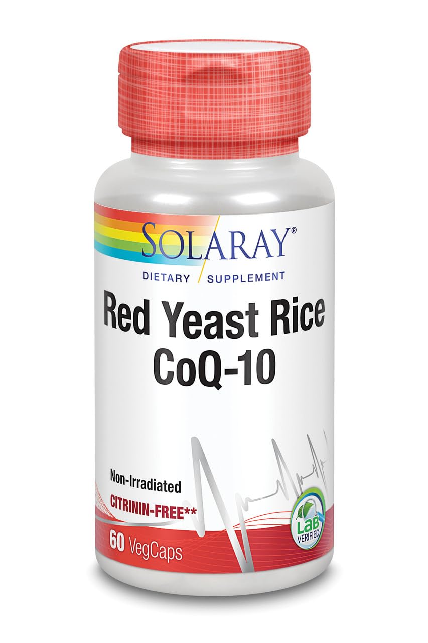 Solaray Red Yeast Rice + CoQ-10 | Con Niacina para un mayor apoyo a la salud cardiovascular | Sin Gluten | Apto Para Veganos | 60 VegCaps