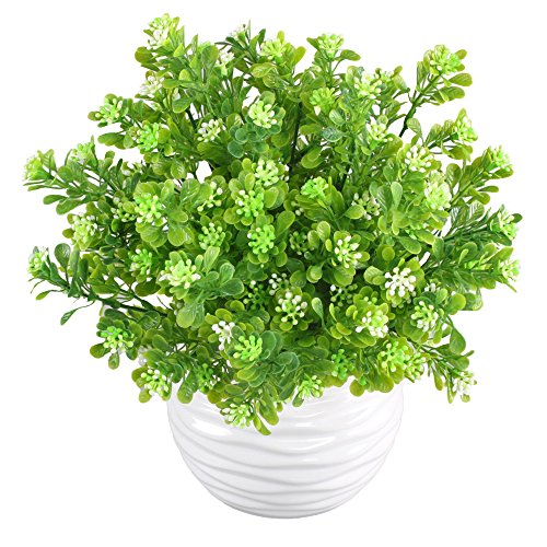 MIHOUNION 4 trames Plante Artificielle Plastique Plantes Fausse Plante buissons Artificielle Evergreen arbustes d'extérieur résistant aux Cover