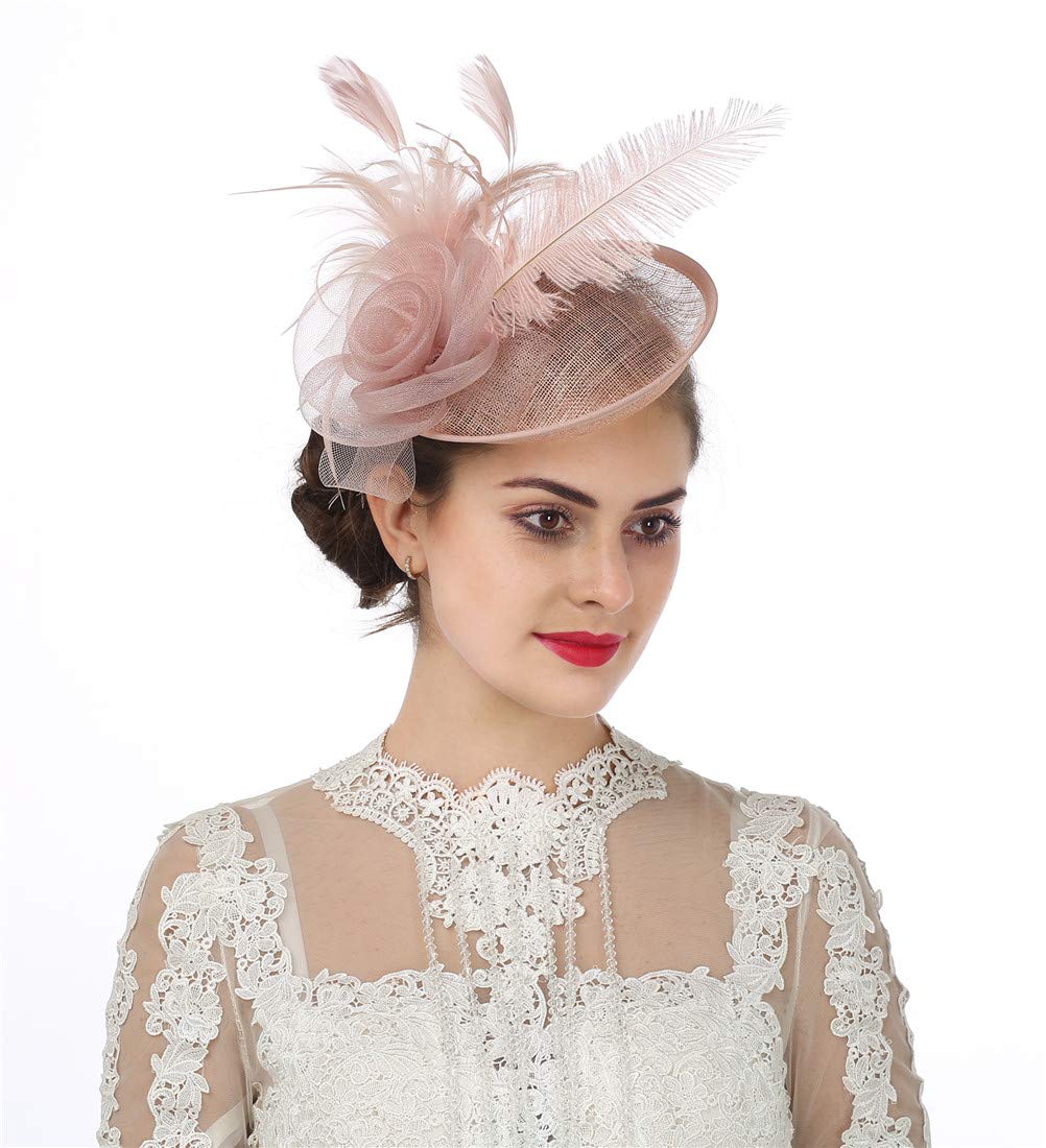 SAFERINWomen's Fascinators Feathers Tea Party Hat Veil Headband with Hair Clip for Cocktail Church