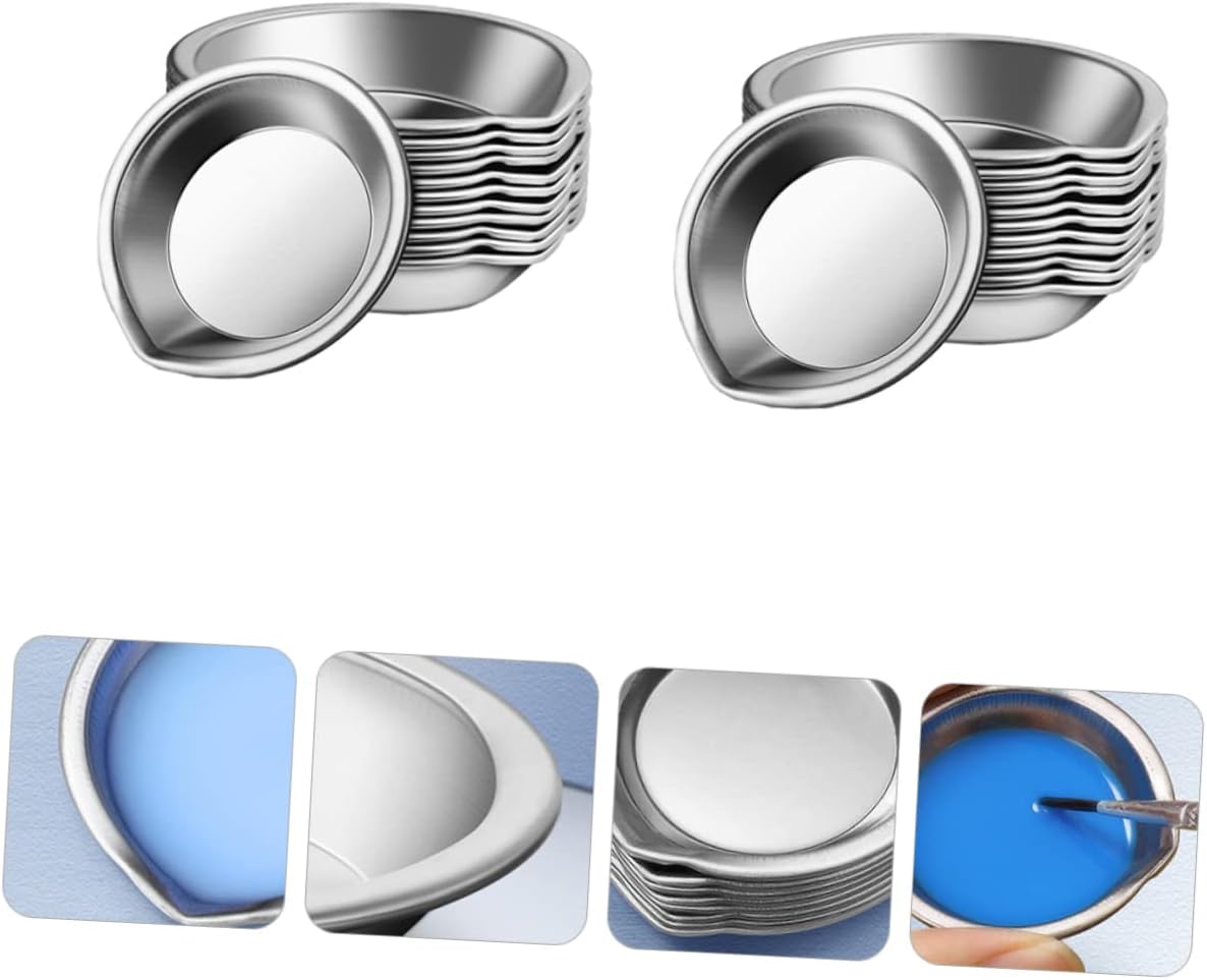 24pcs Student Paint Tray Set Stainless Steel Paint Mixing Plates for School