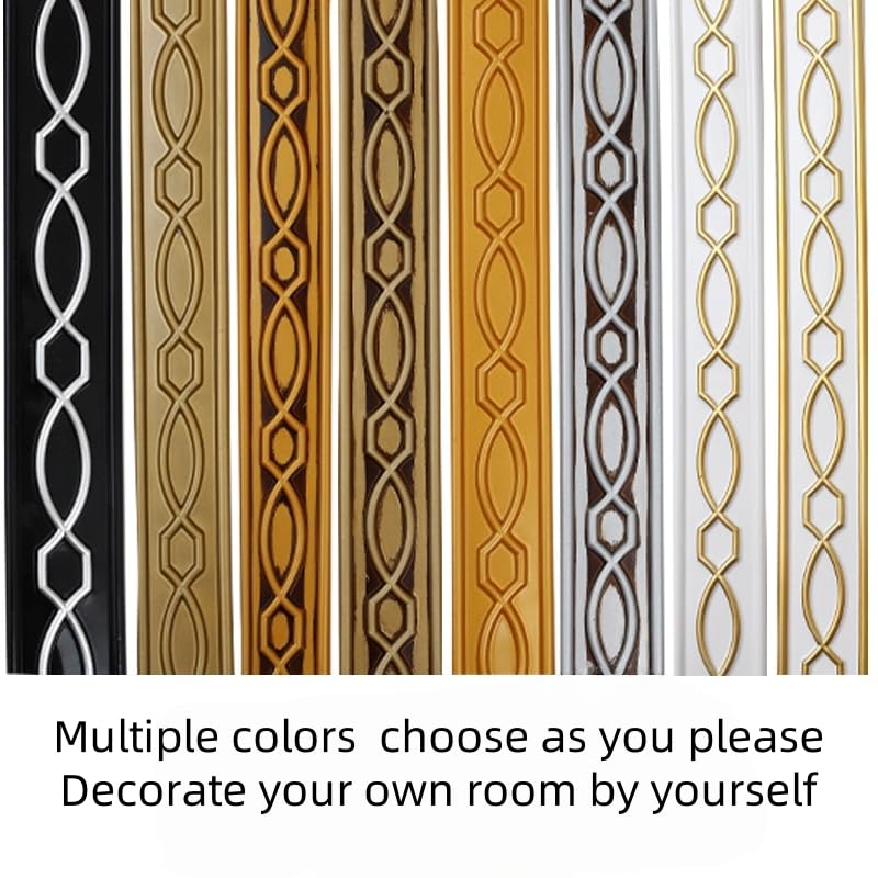 Rodapies Autoadhesivo Paneles de pared autoadhesivos de 1 pieza de 118,11 pulgadas, línea de yeso flexible for techo, fondo, decoración del hogar, borde de papel tapiz(Black)
