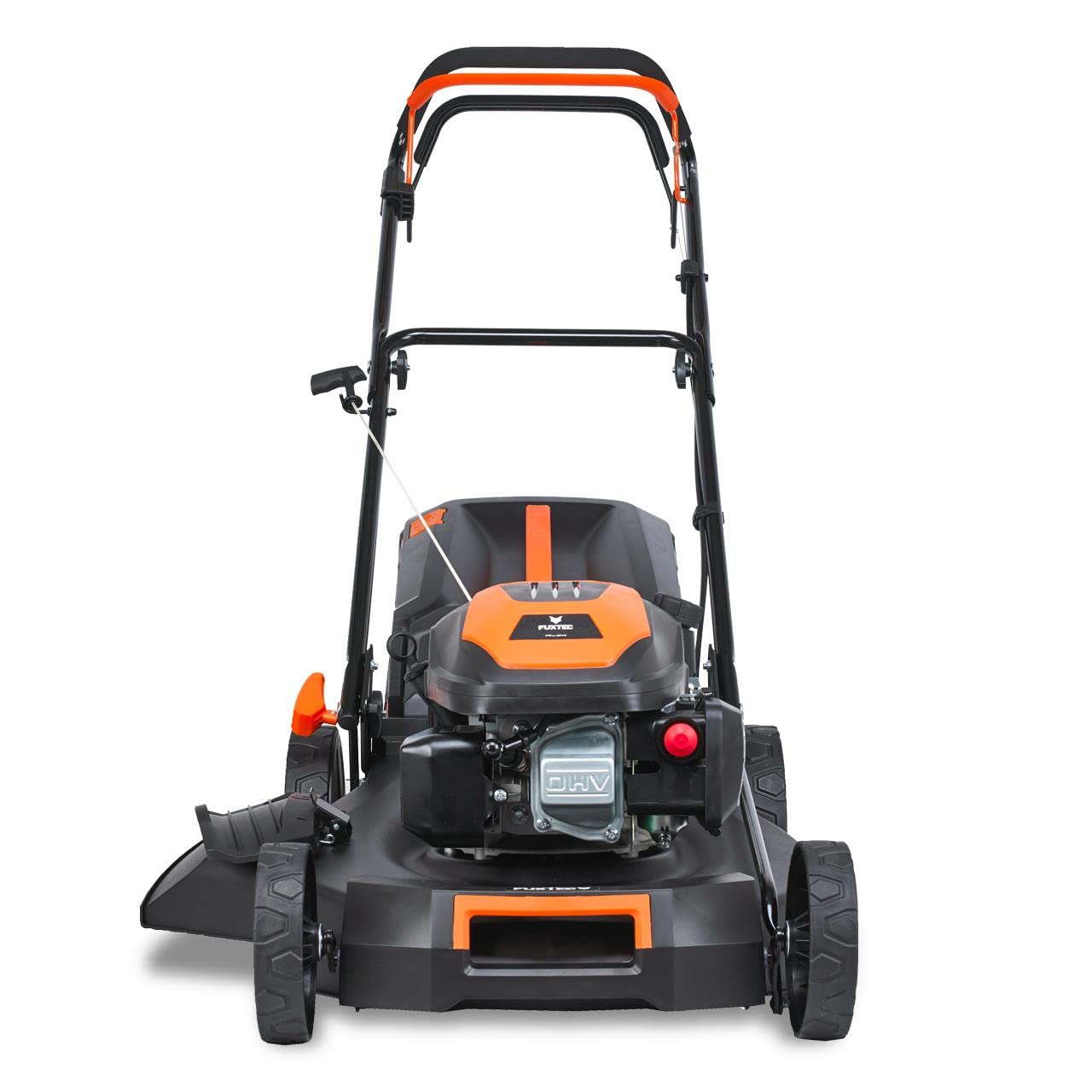 Cortacésped autopulsado de Gasolina FUXTEC FX-RM5170 4 en 1-170 cm³ 4 CV, 4 Tiempo, 51 cm de Ancho de Corte con regulación en 7 Alturas y 60 L de depósito, Funciones Mulching y Eje Lateral