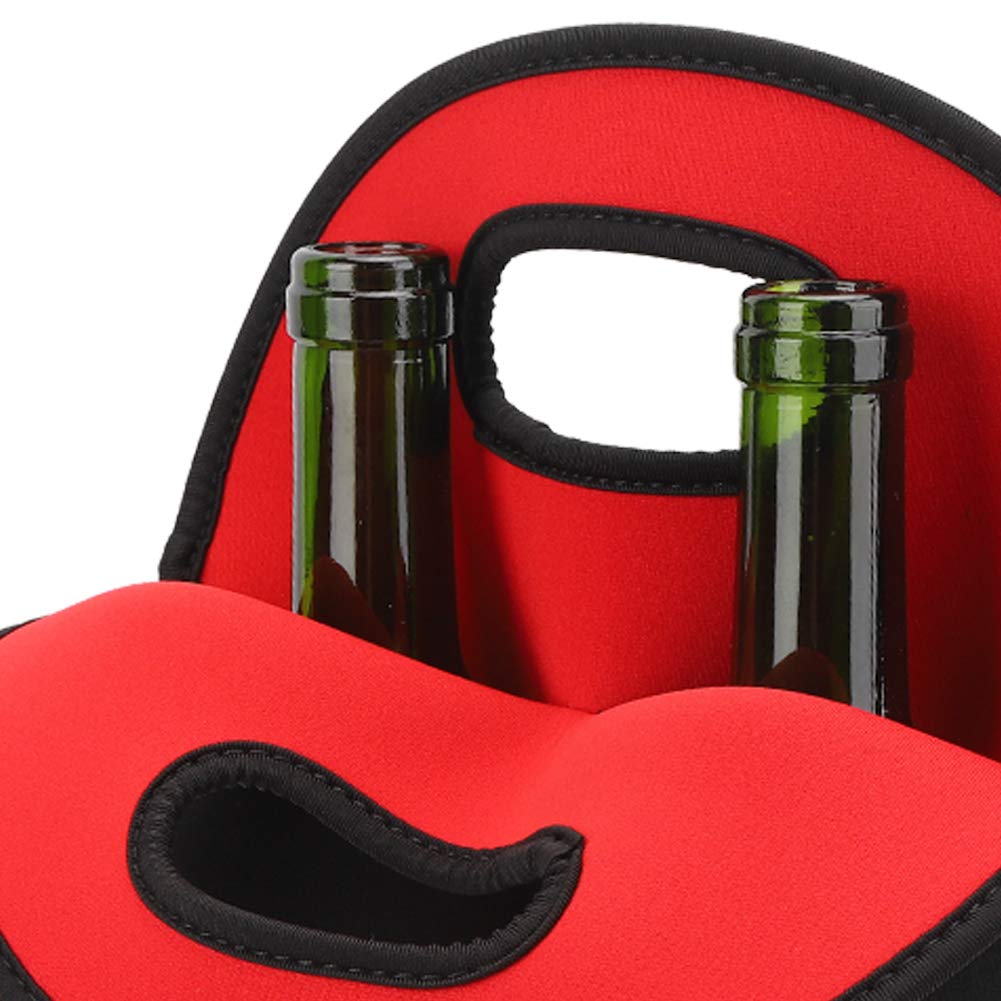 2 Bottles Wine Tote Carrier, HandHeld Neoprene Wine Bottle Bag Protect Insulated WineBottle Cover Carrier with Secure Carry Handle for Party, Barbecues, Camping - Image 2