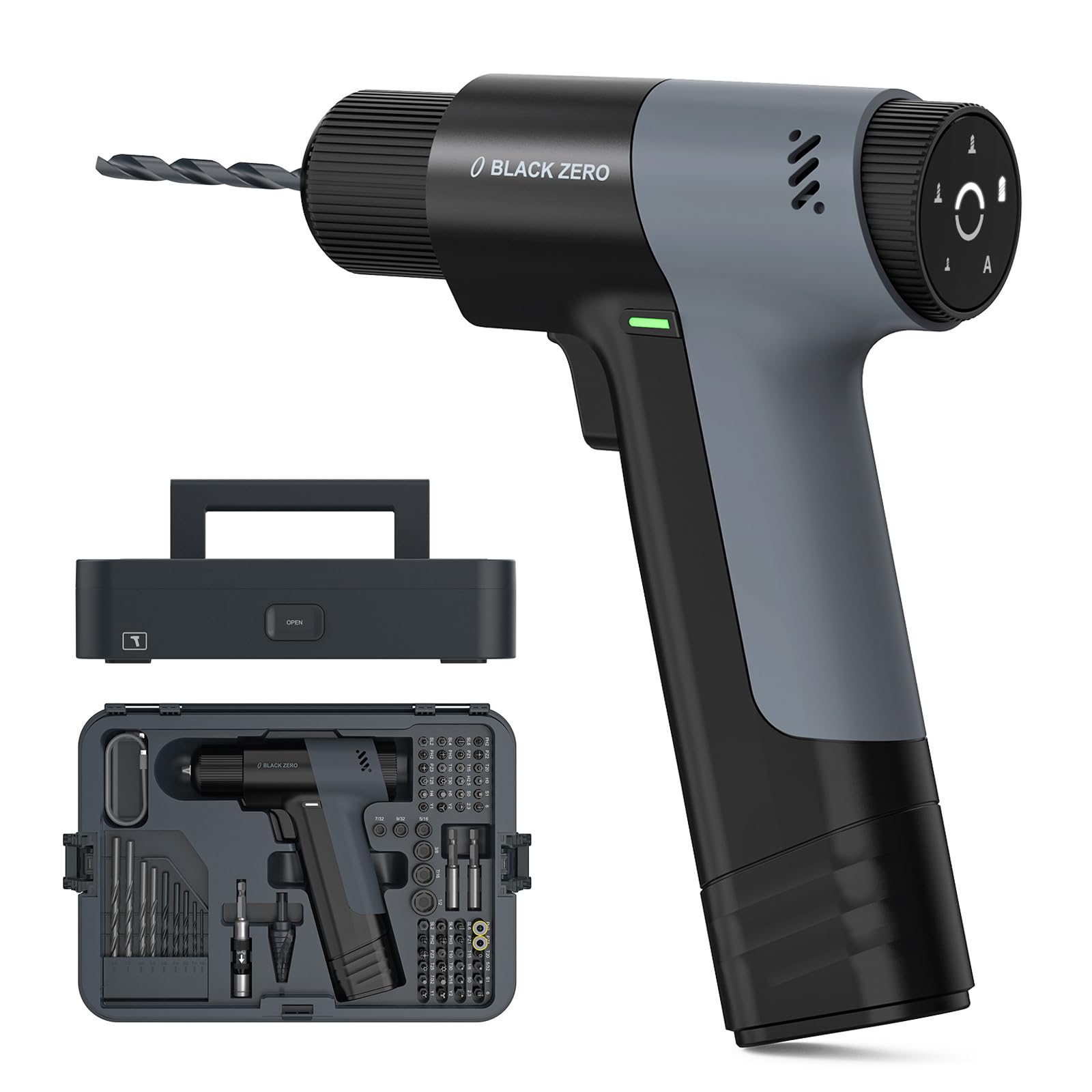 16.8V Max Smart Cordless Brushless Drill, Intelligent LED Screen, 5 Working Modes, Max Torque 60Nm, 1600mAh Battery, Type-C Charging,Self-stop Function,1000RPM, 46x Bits, 8 x Drill Bits