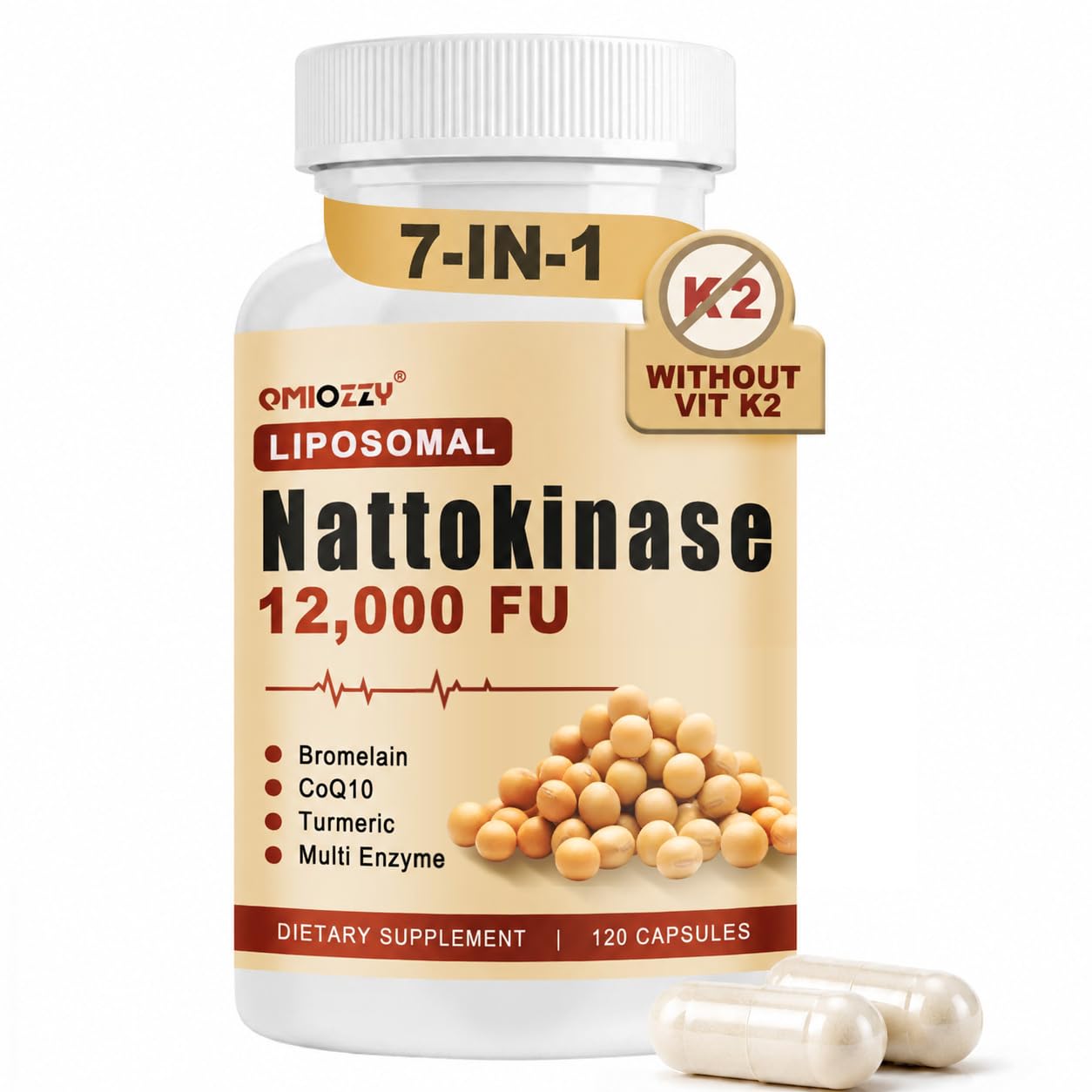 Nattokinase Supplement 12,000 FU, Liposomal Natto kinase, 120 Capsules
