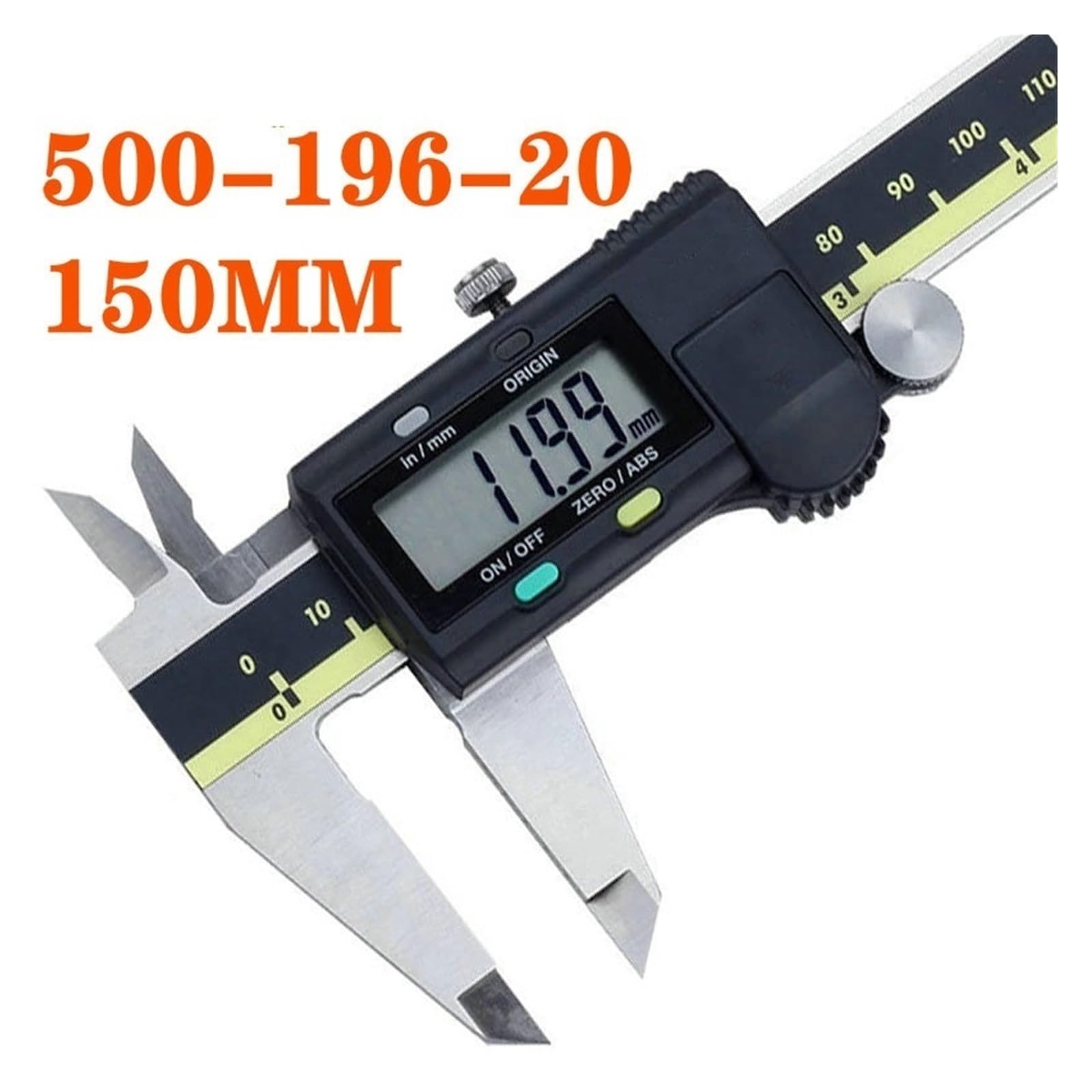 Suwmiarka cyfrowa LCD 150 mm 200 mm 300 mm elektroniczne narzędzia pomiarowe ze stali nierdzewnej zacisk (150 mm, 500-196-20)